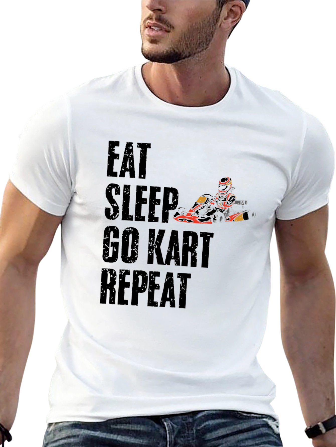Black Eat Sleep Go Kart Repeat Graphic T-Shirt view 13