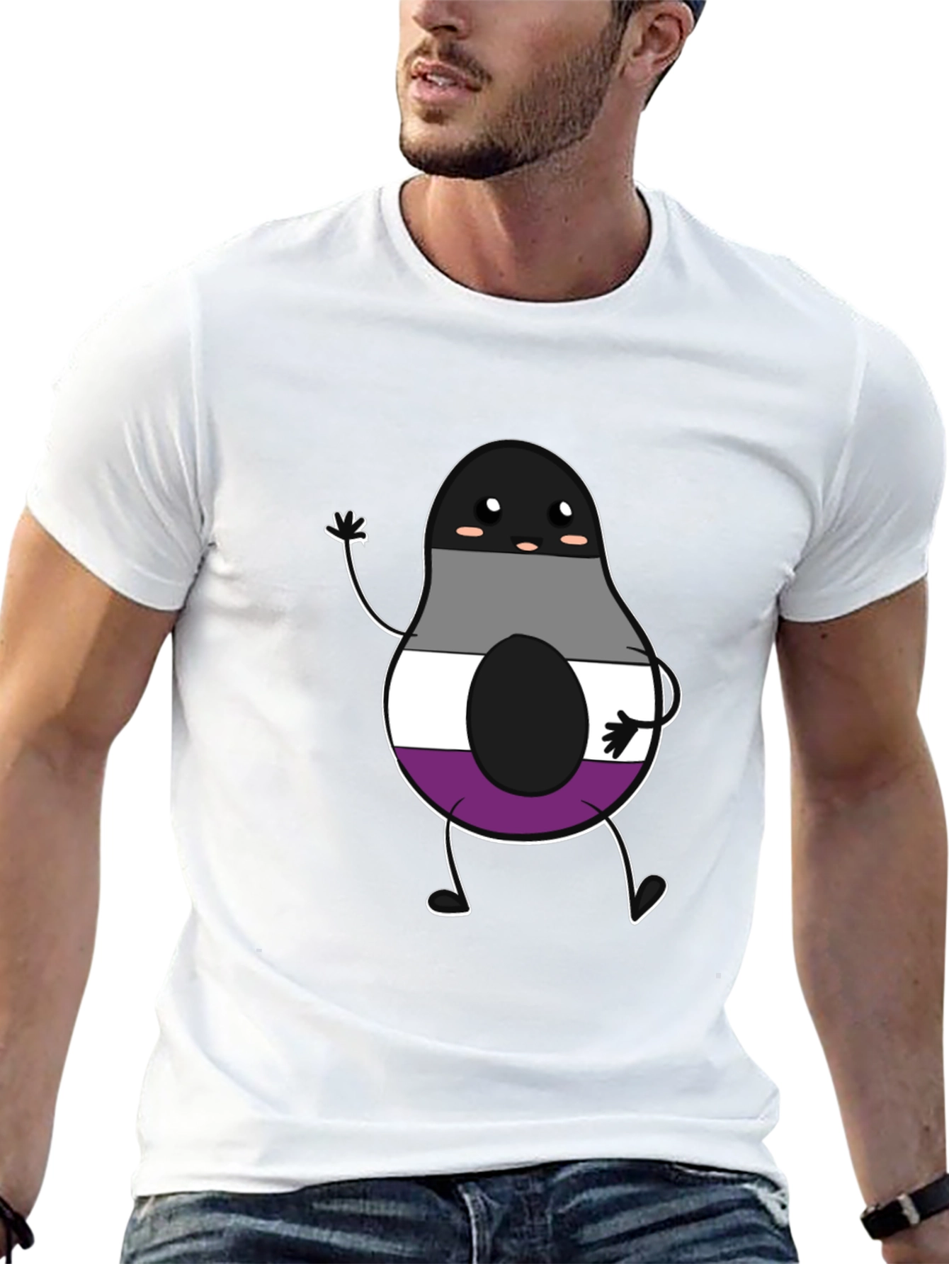 Black Asexual Pride Avocado Graphic T-Shirt view 13