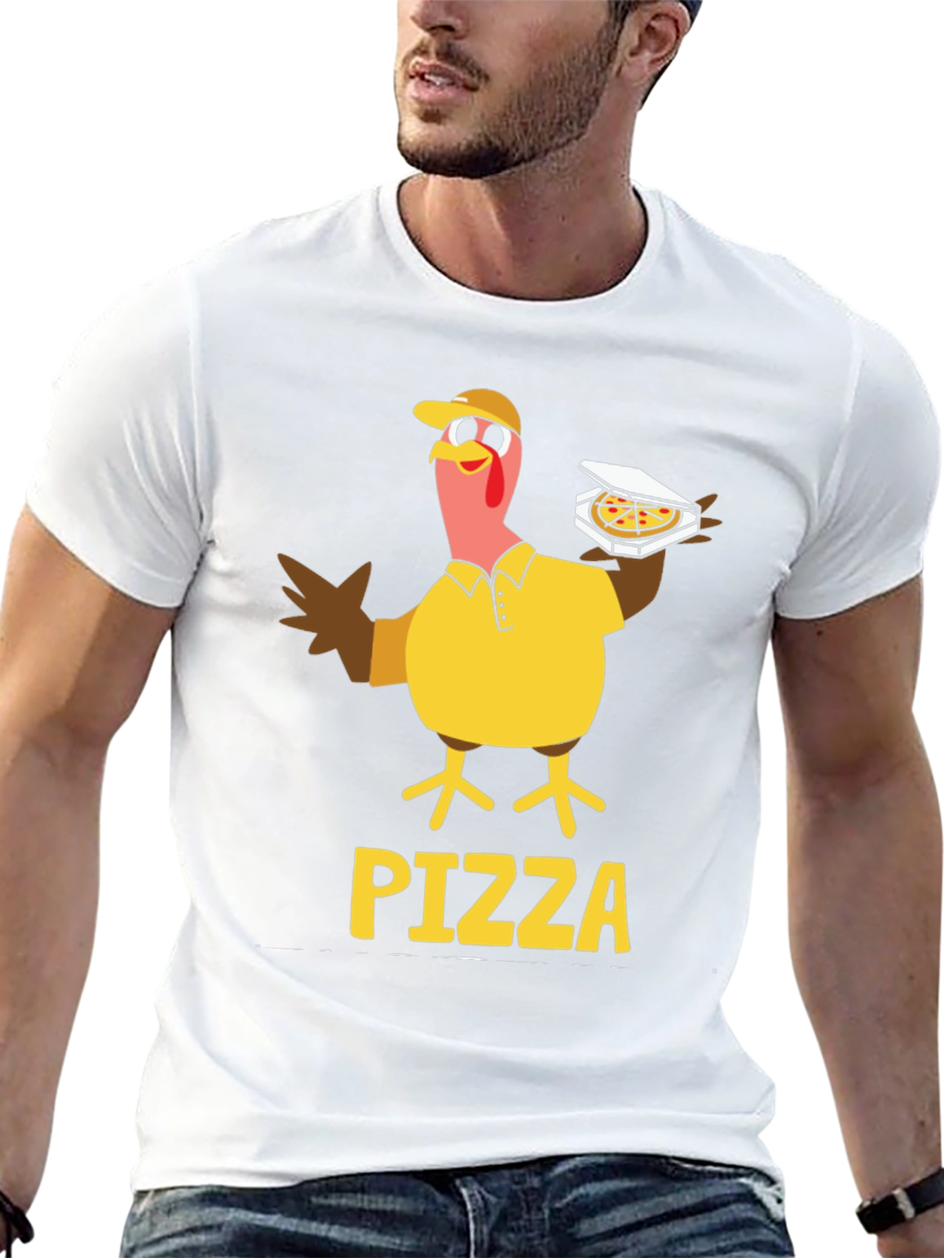 Black Pizza Turkey Graphic T-Shirt view 13