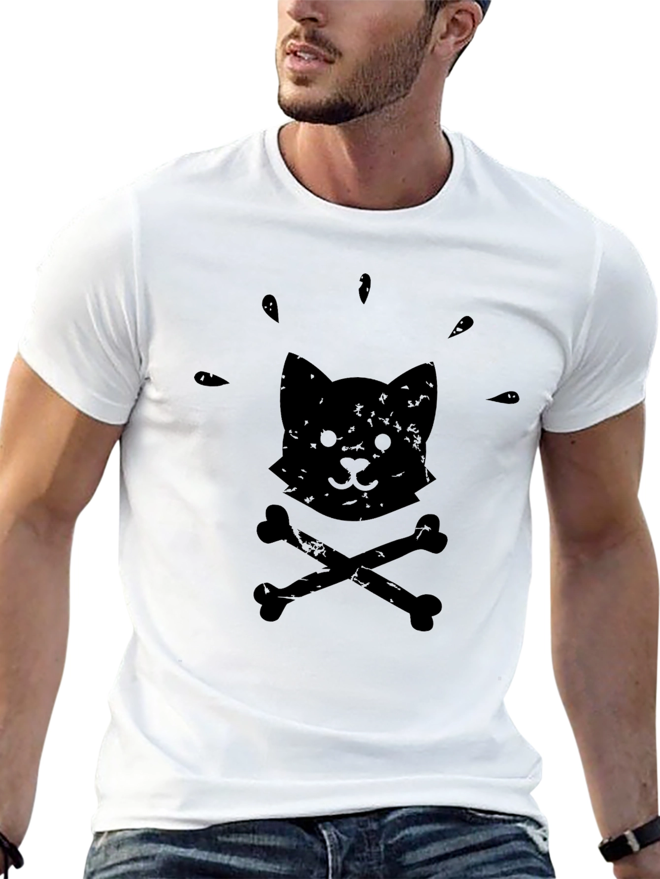 Black Black Cat & Crossbones Graphic Tee - Soft Cotton Comfort view 13