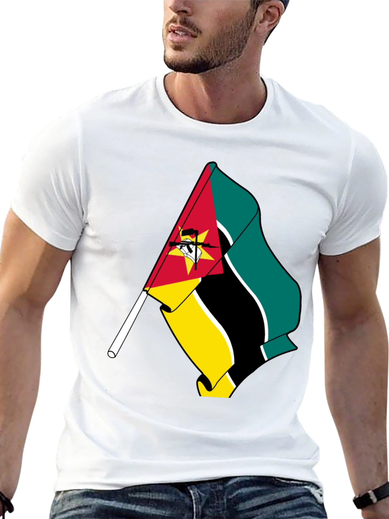 Black Mozambique Flag Graphic Tee - Black T-Shirt view 13