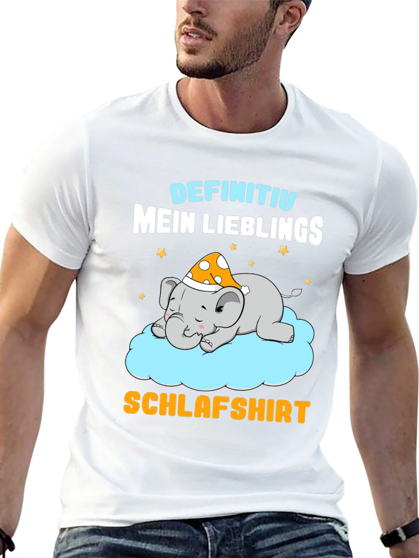 Black Cute Sleeping Elephant T-Shirt - German Schlafshirt view 13