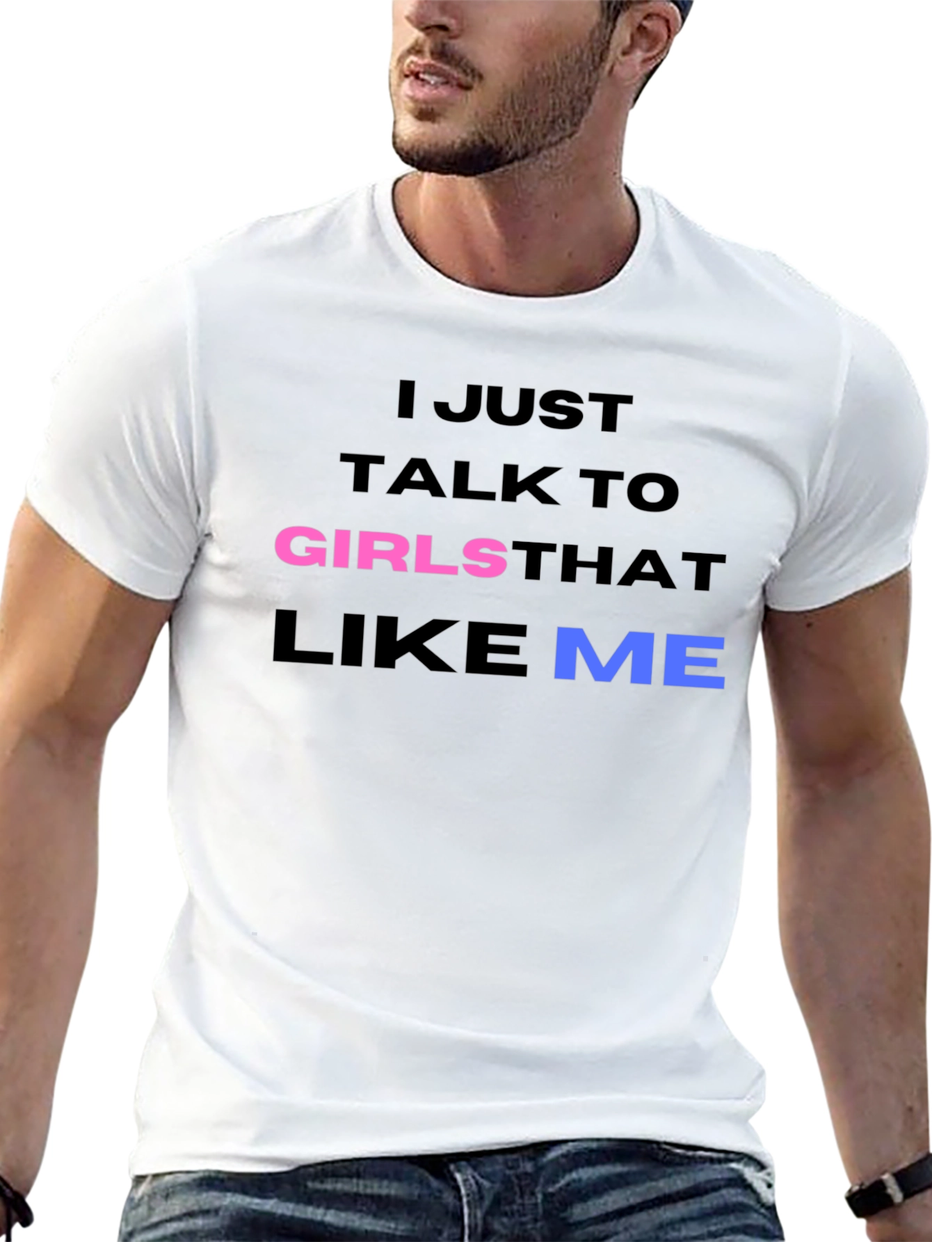 Black I Talk to Girls That Like Me T-Shirt view 13