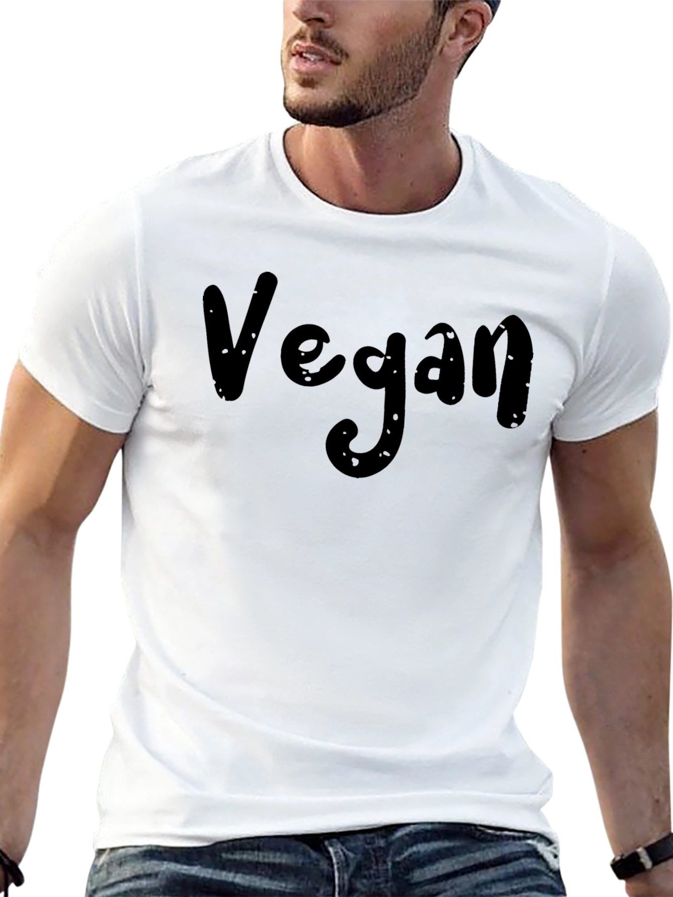 Black Vegan Black T-Shirt - Comfortable Crew Neck view 13