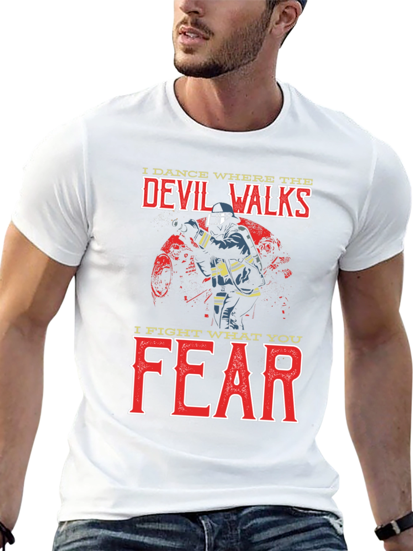 Black Firefighter Devil Walks T-Shirt view 13