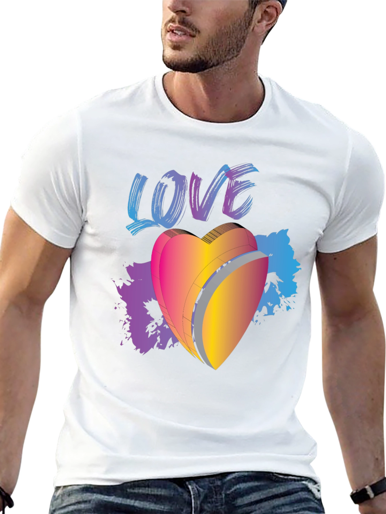 Black Love Heart Graphic Black T-Shirt view 13