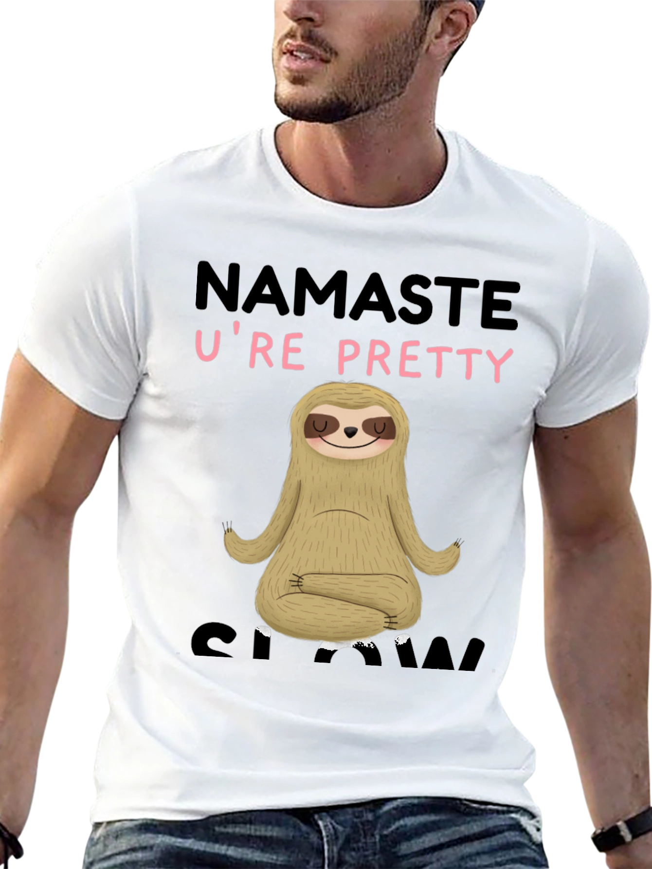 Black Namaste U're Pretty Sloth T-Shirt - Relaxed Fit view 13