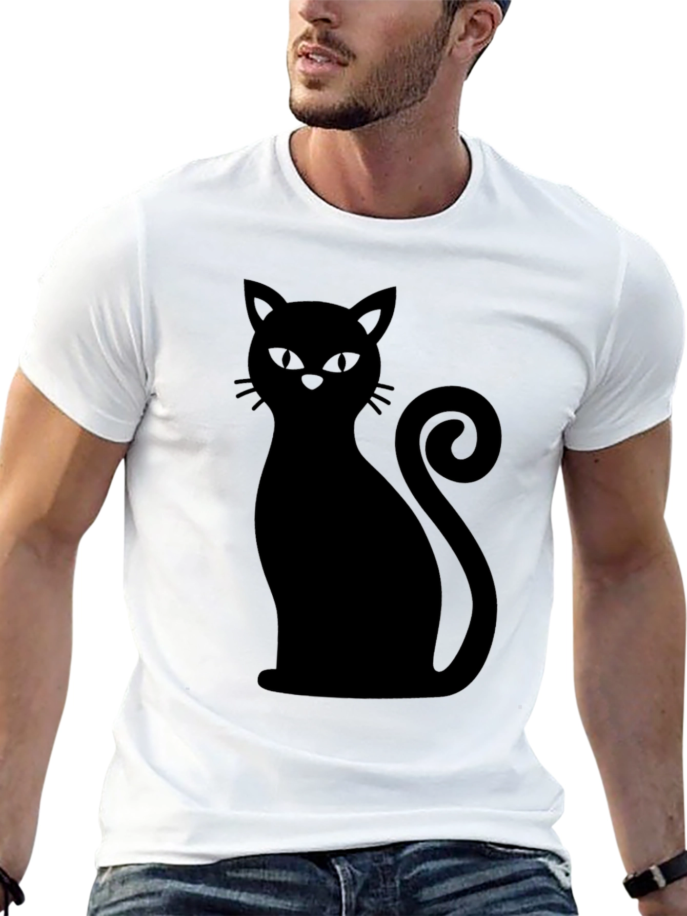Black Black Cat Silhouette Graphic T-Shirt - Unisex view 13