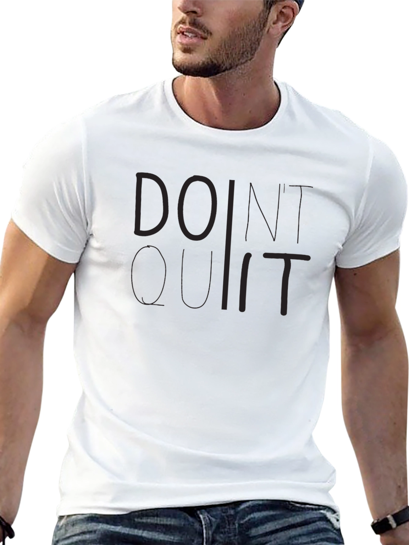 Black Doint Quit Motivational Black T-Shirt view 13