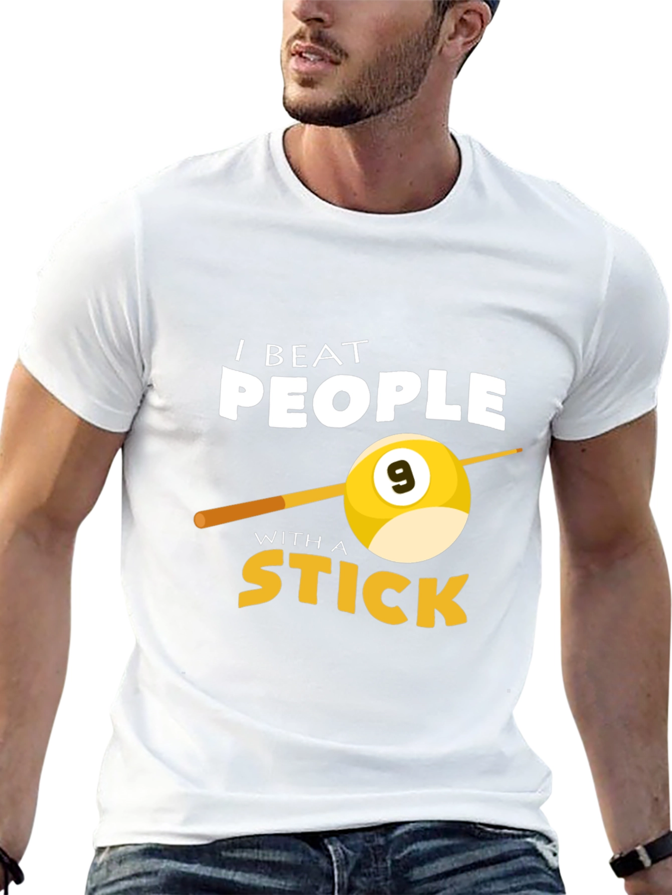 Black I Beat People With A Stick Billiards T-Shirt view 13