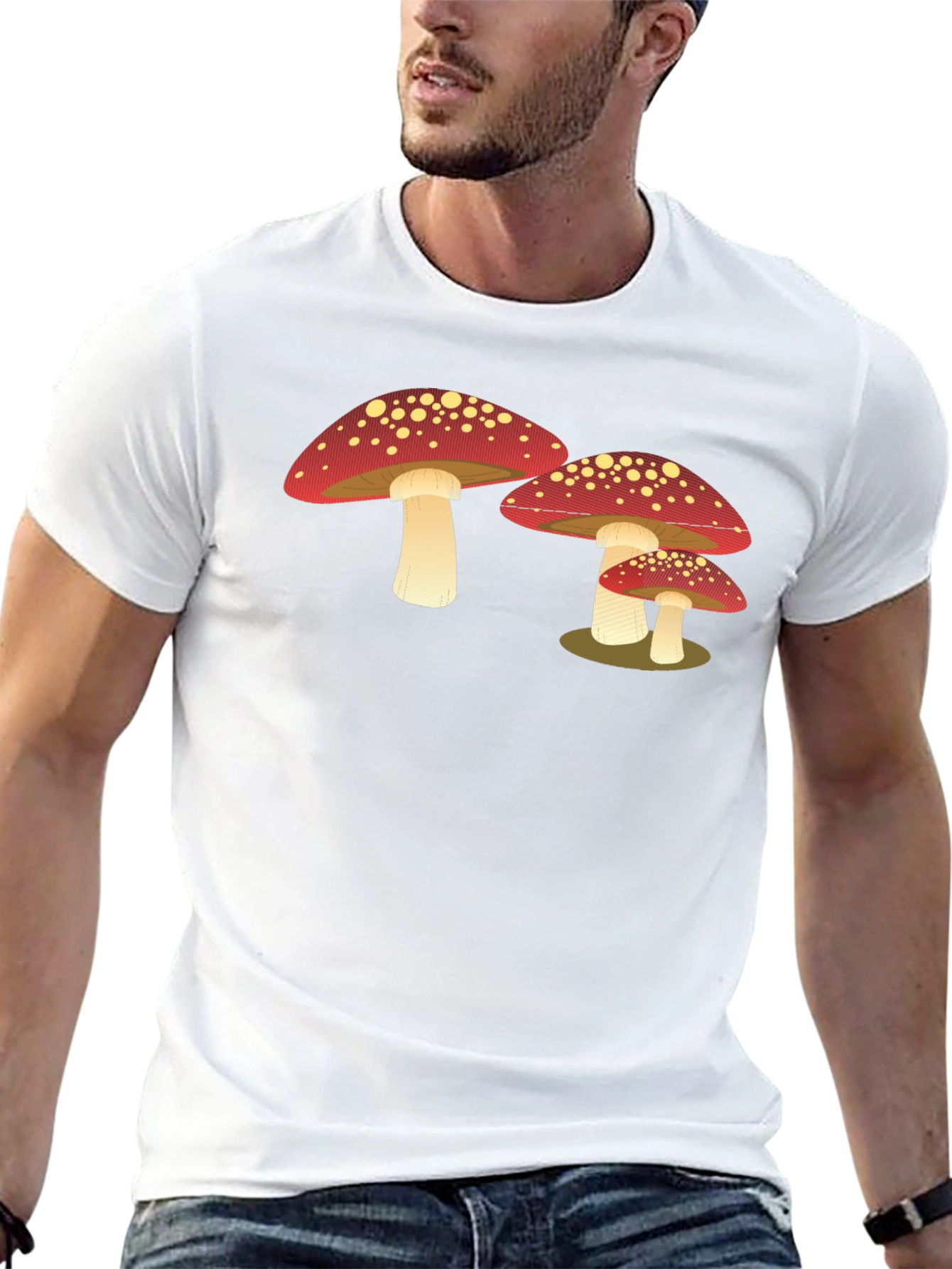 Black Mushroom Graphic T-Shirt - Cool Casual Tee view 13
