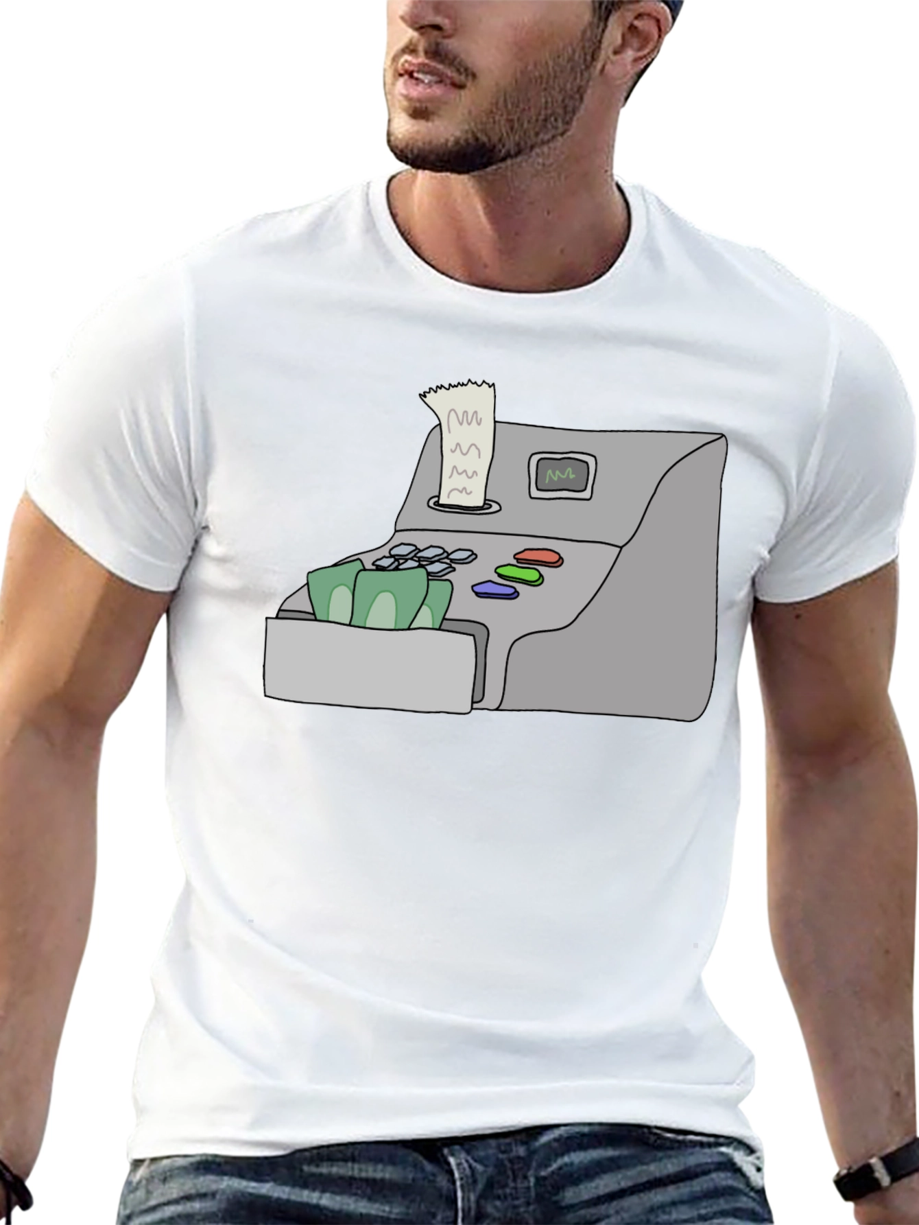 Black Cash Register Graphic Tee - Black Cotton Shirt view 13