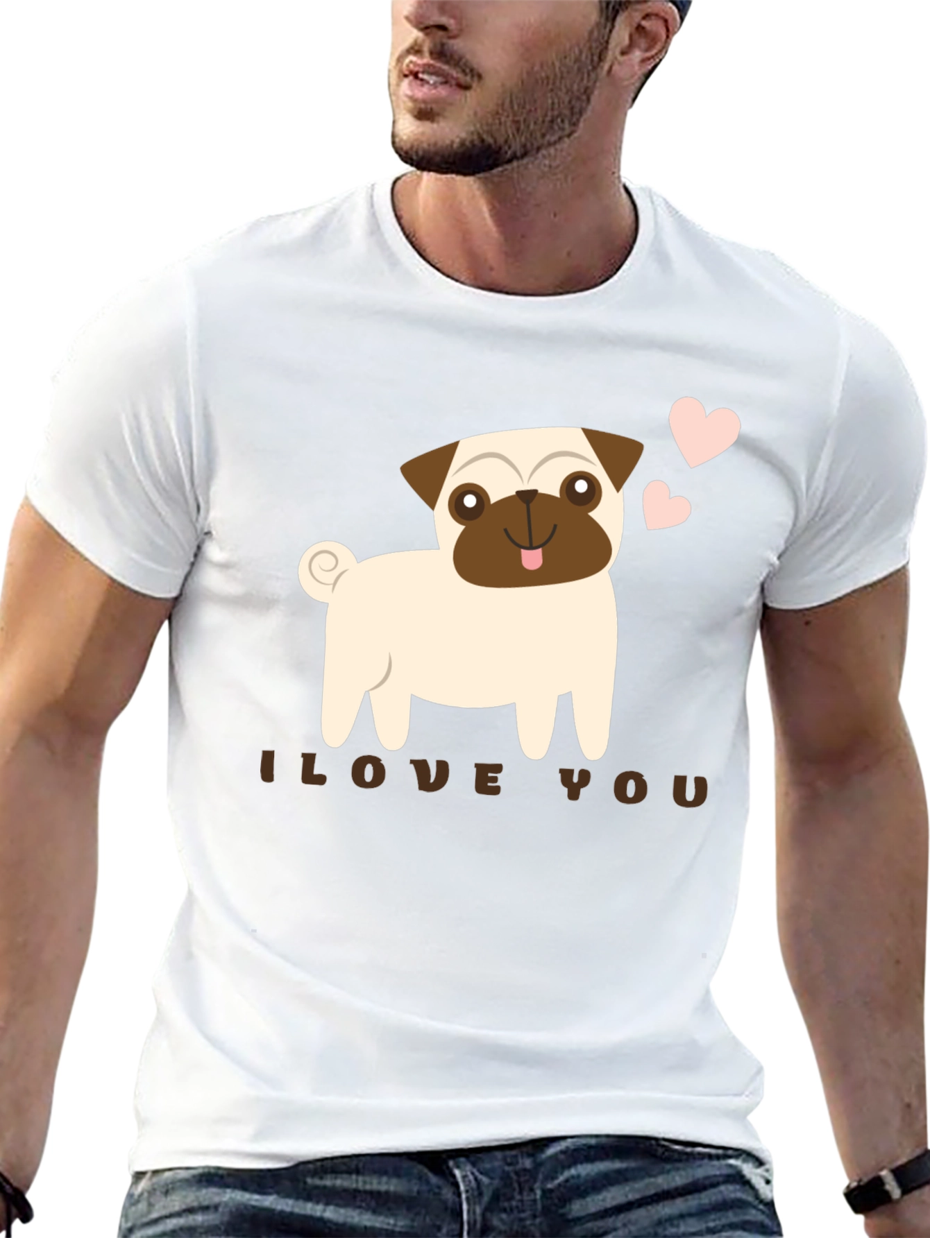 Black I Love You Pug Graphic Tee - Black view 13