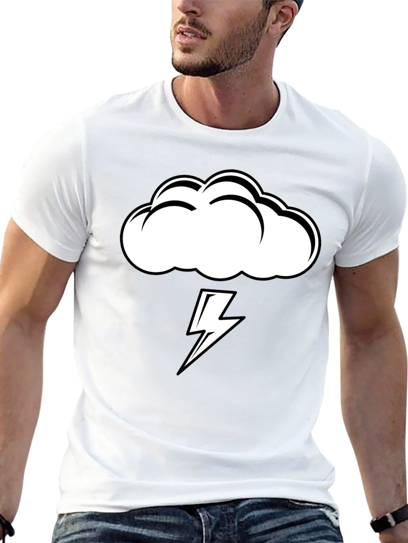 Black Storm Cloud Lightning Graphic Tee - Black view 13