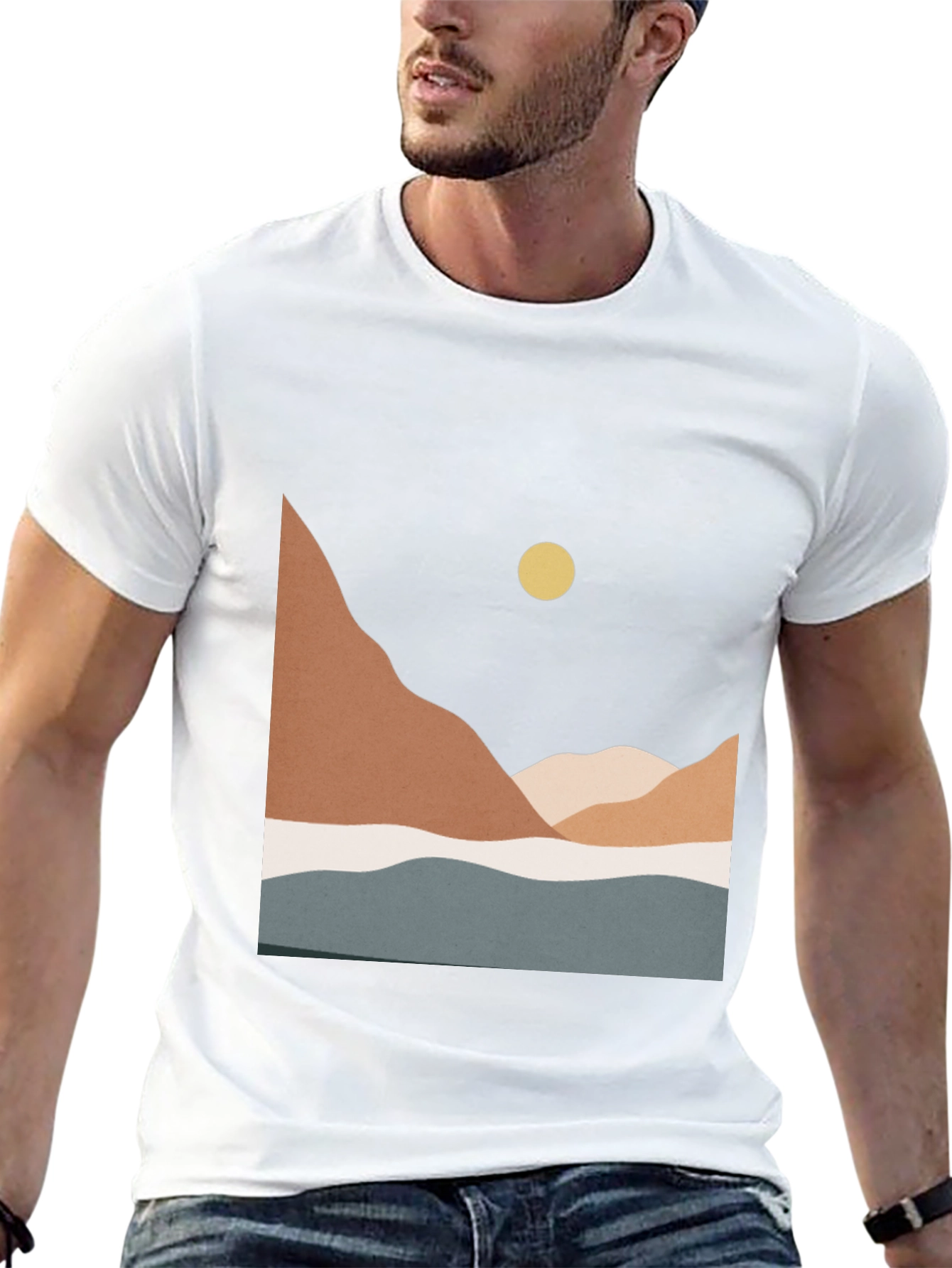 Black Minimalist Mountain Scene Graphic Tee view 13
