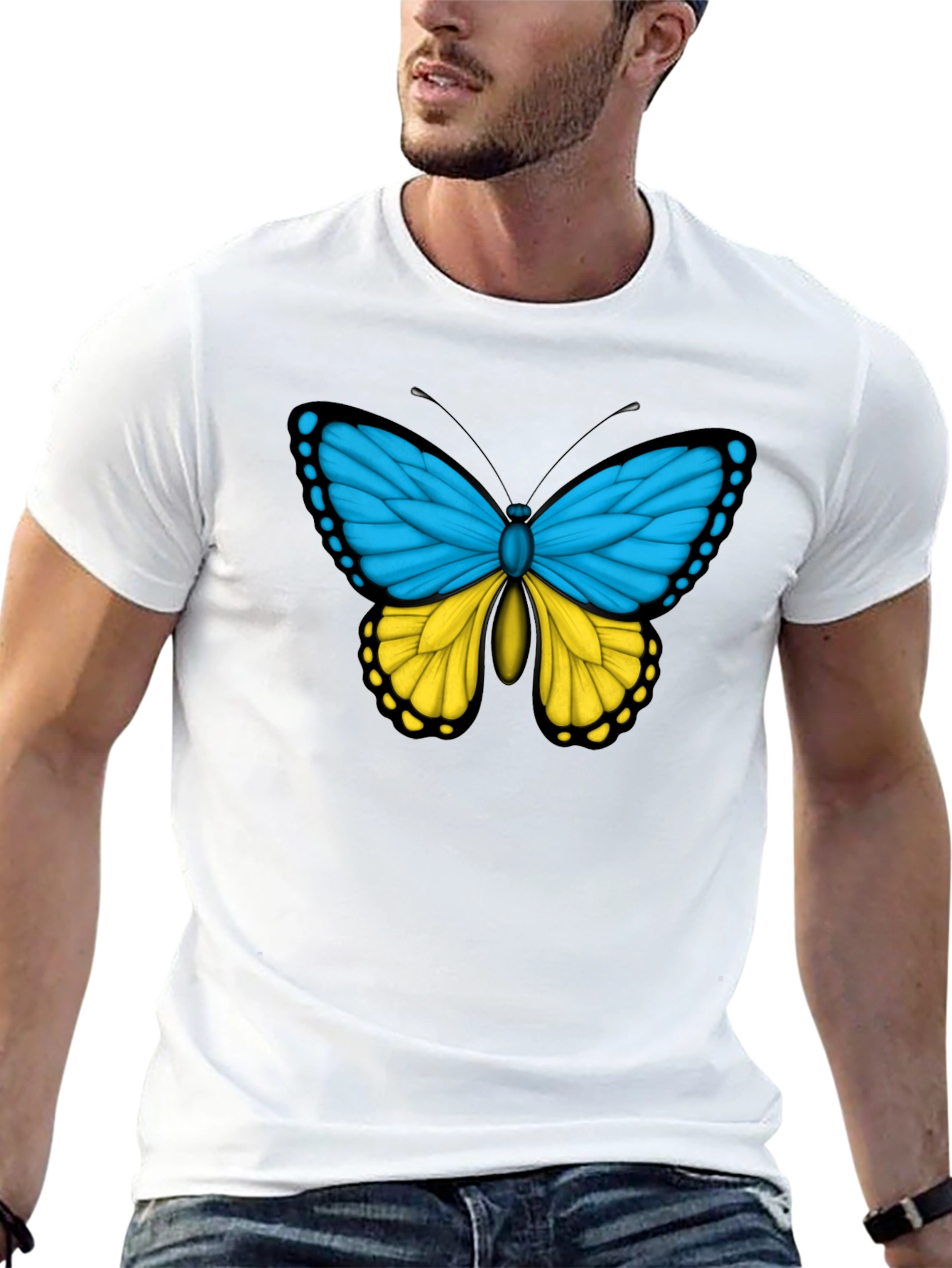 Black Butterfly Ukraine Flag T-Shirt view 13