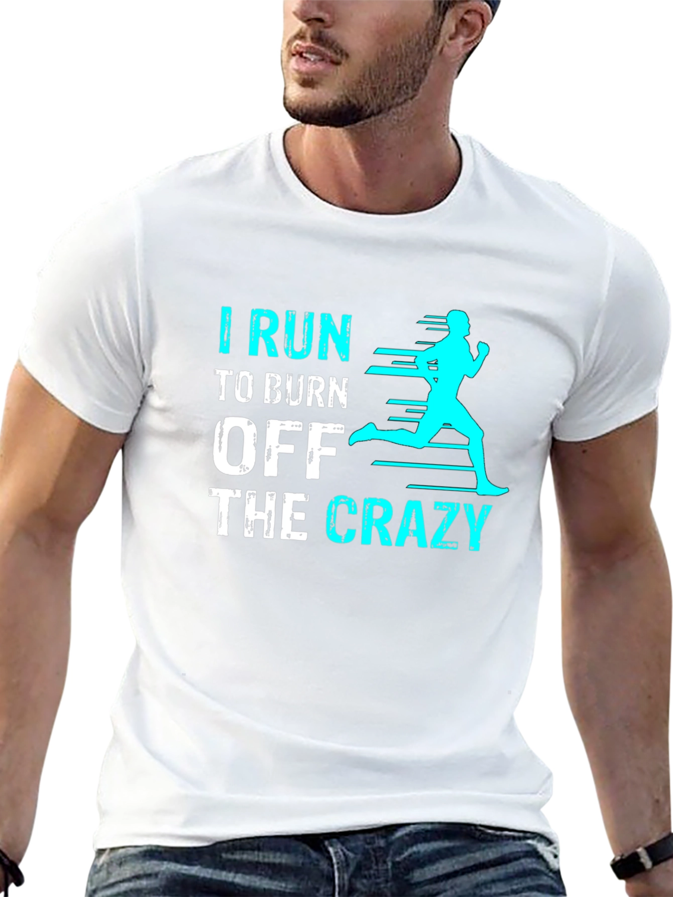 Black I Run To Burn Off The Crazy Graphic Tee view 13