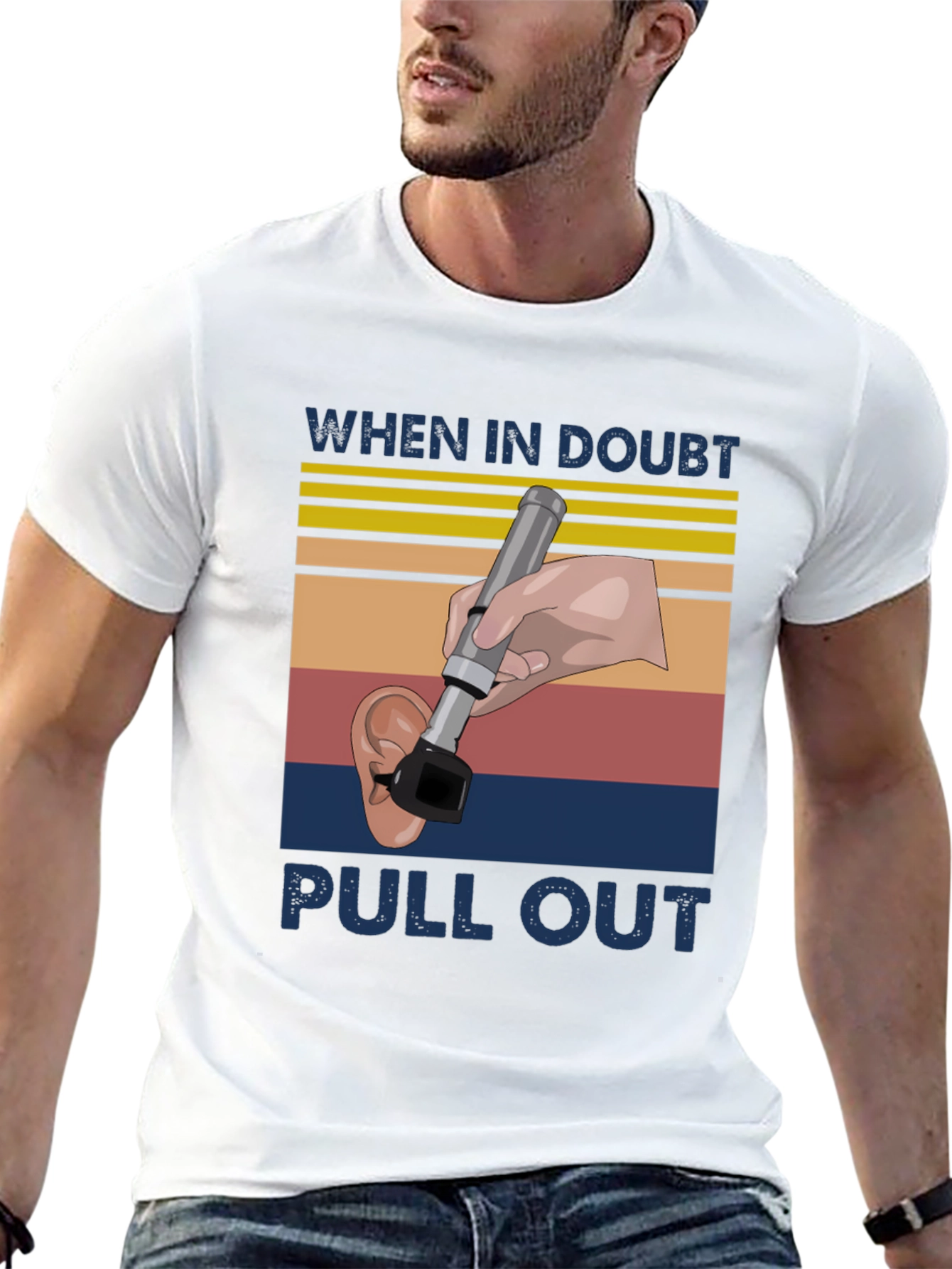 Black Funny Otoscope T-Shirt - When in Doubt Pull Out view 13