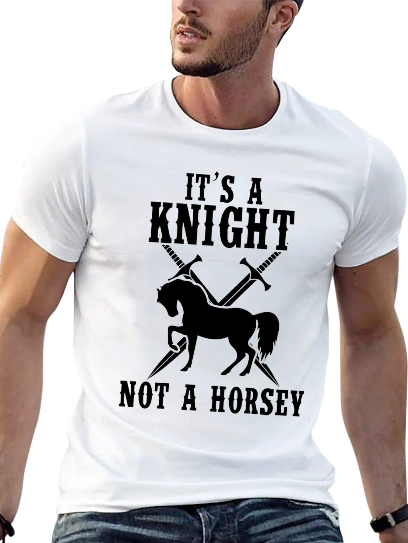 Black It's a Knight, Not a Horsey Black T-Shirt view 13