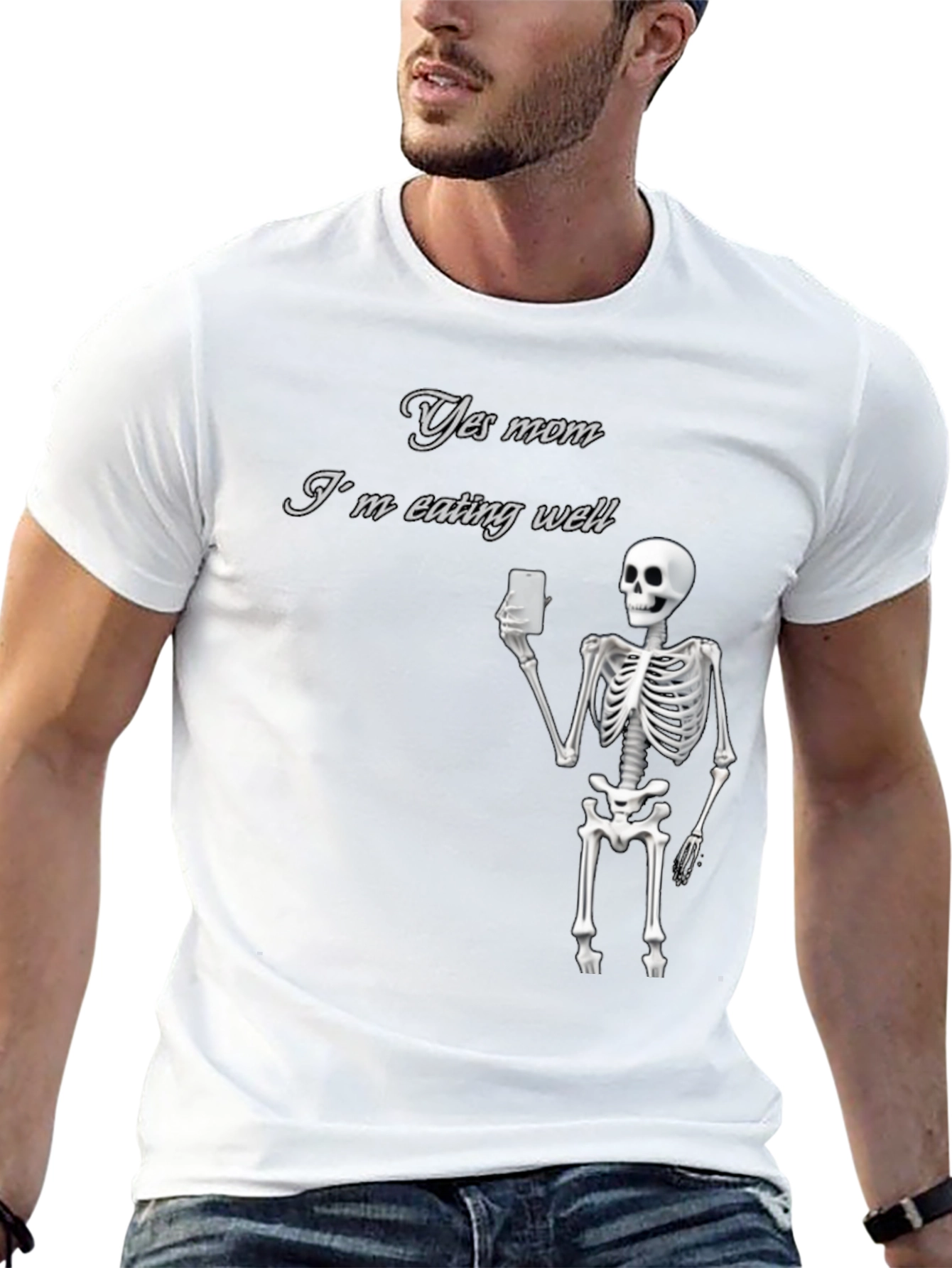 Black Yes Mom Skeleton Graphic Tee - Funny Humor T-Shirt view 13
