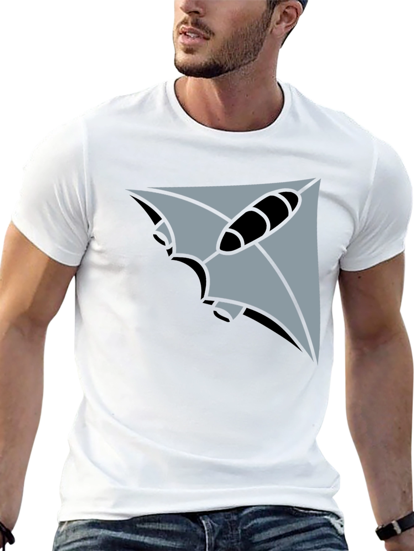 Black Geometric Stingray Graphic Tee - Black view 13