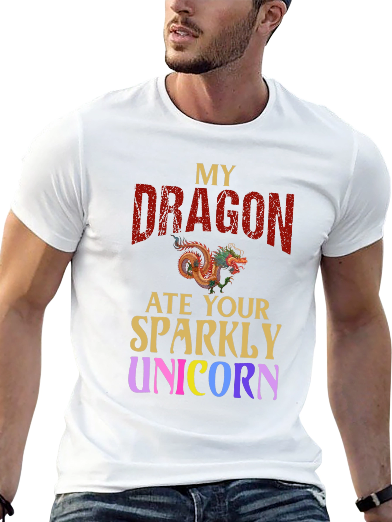 Black My Dragon Ate Your Sparkly Unicorn T-Shirt view 13