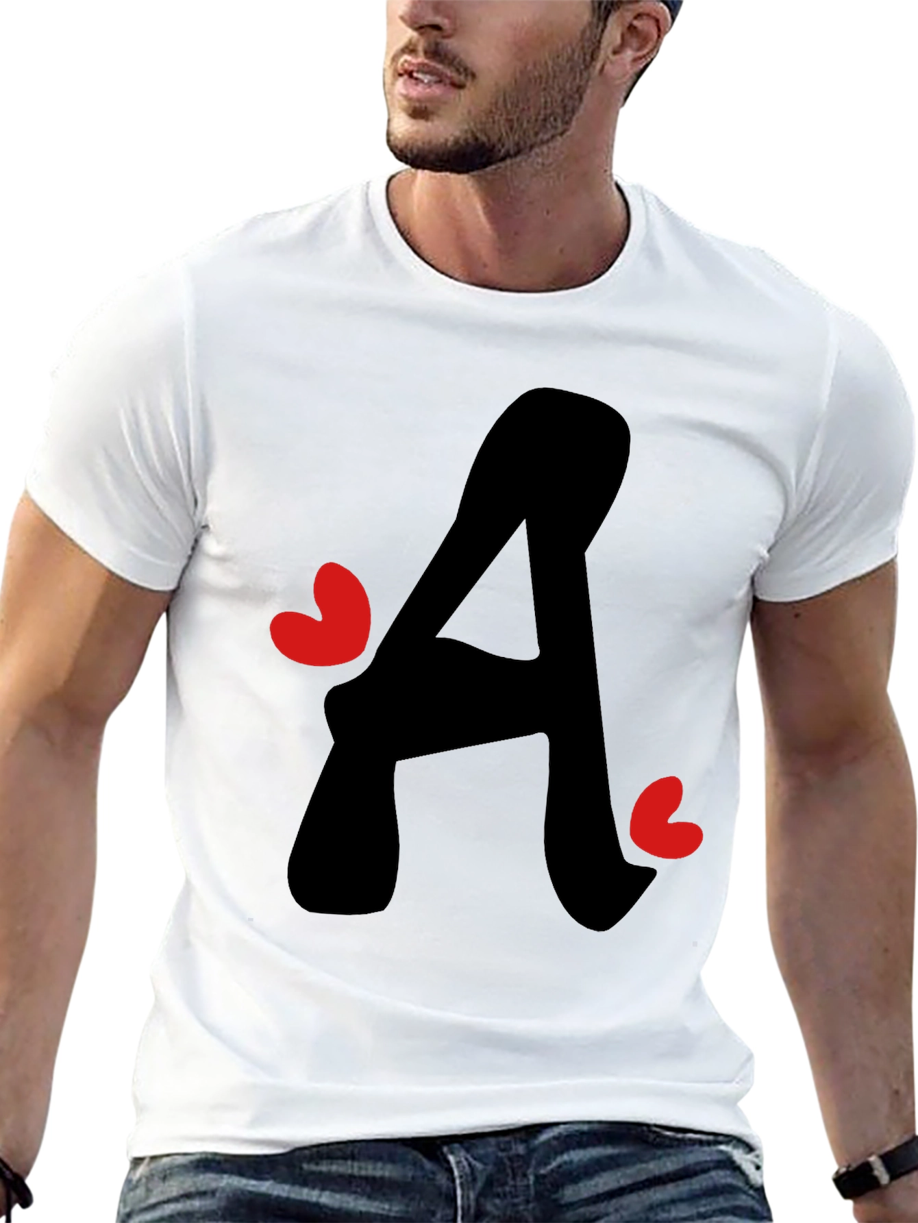 Black Letter A Heart Graphic Tee - Black T-Shirt view 13