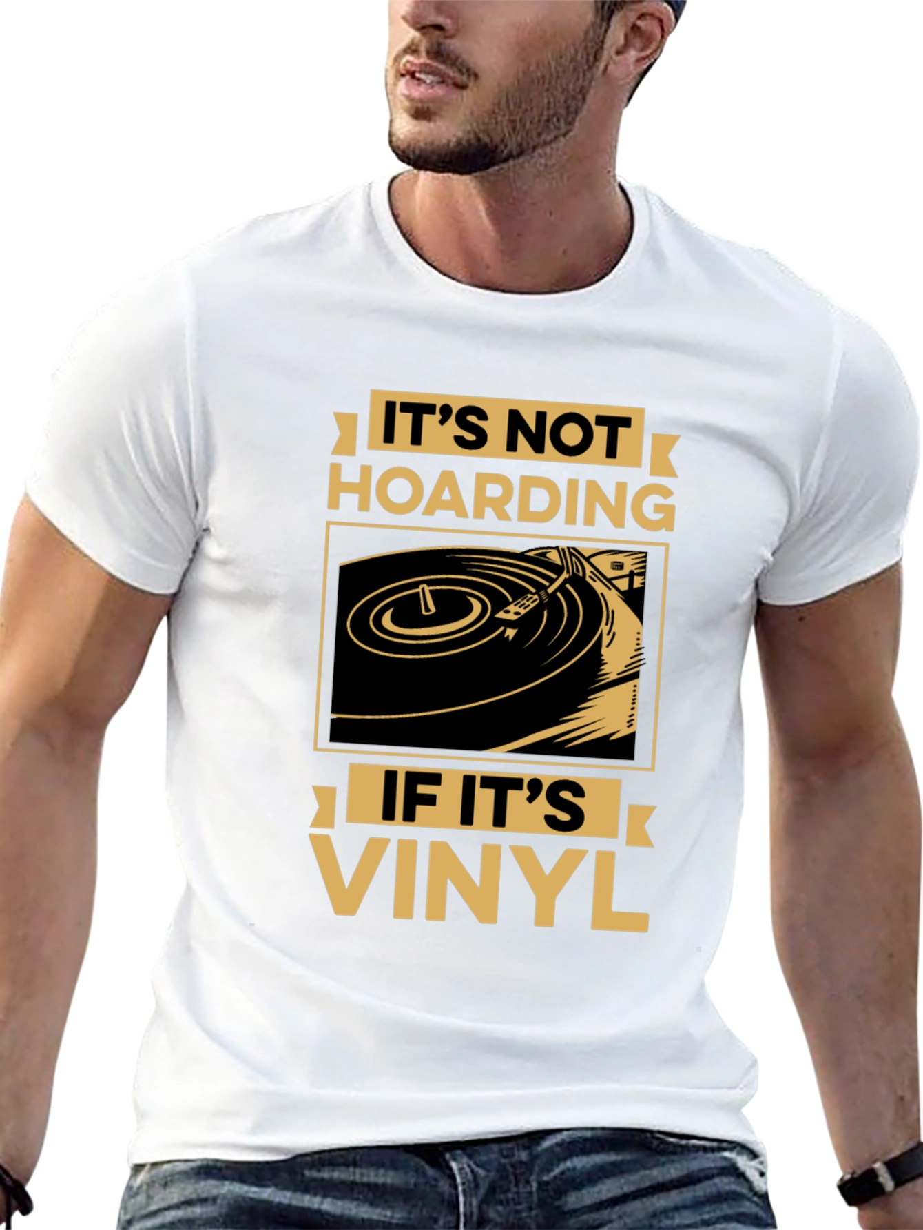 Black It's Not Hoarding If It's Vinyl Record T-Shirt view 13