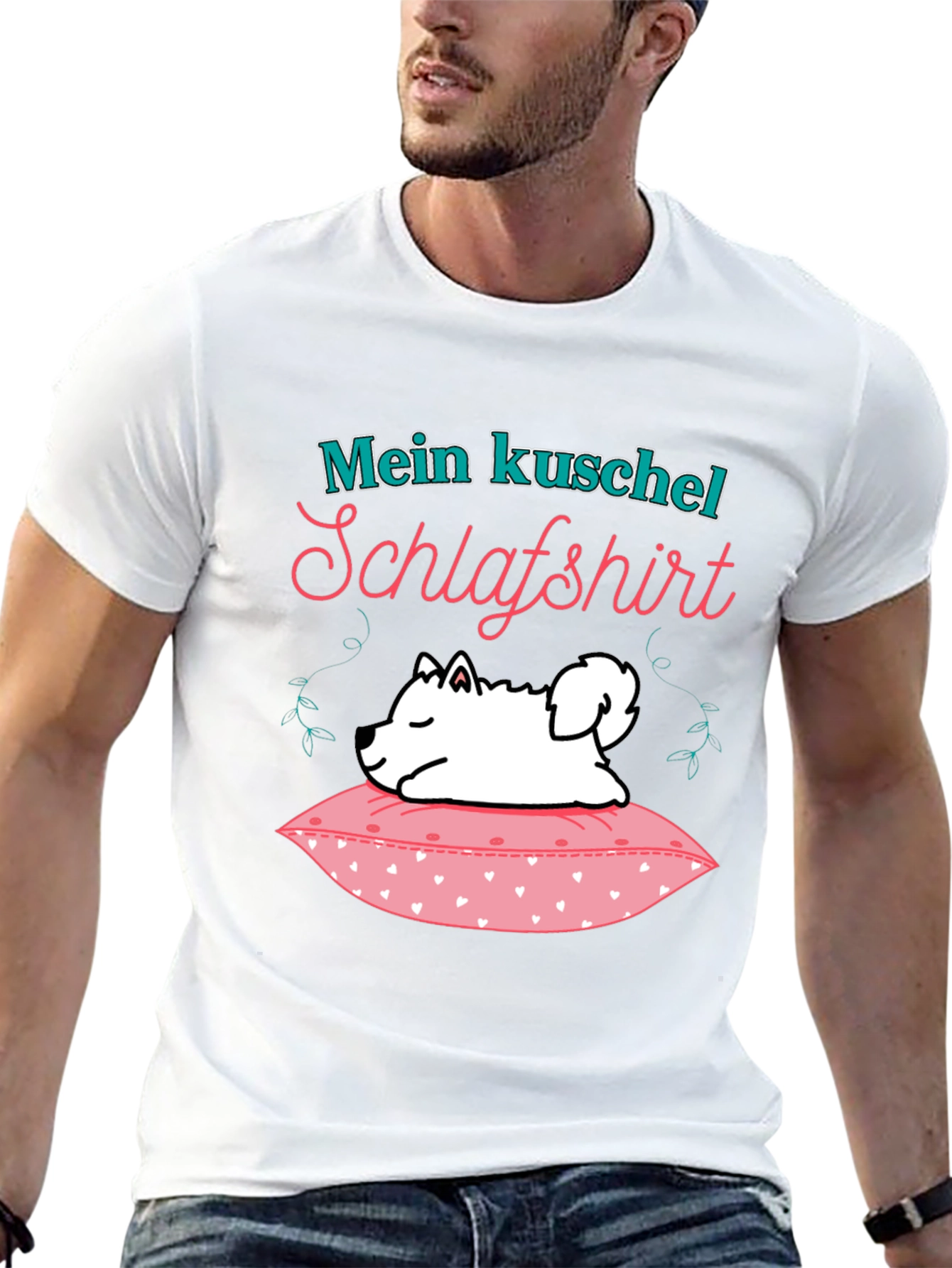 Black Cute Dog 'Mein Kuschel Schlafshirt' Graphic T-Shirt view 13