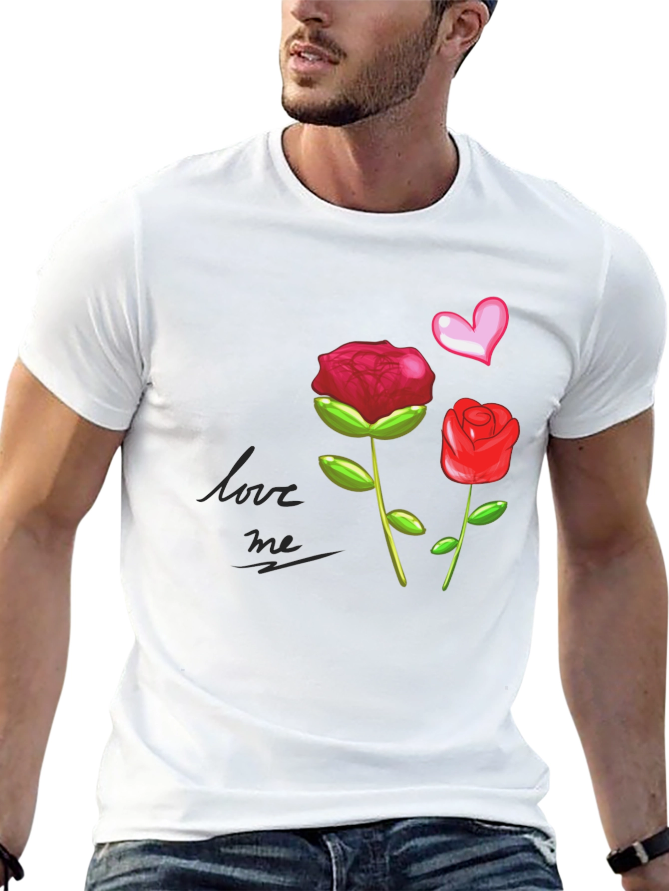 Black Love Me Roses Graphic Tee - Black view 13