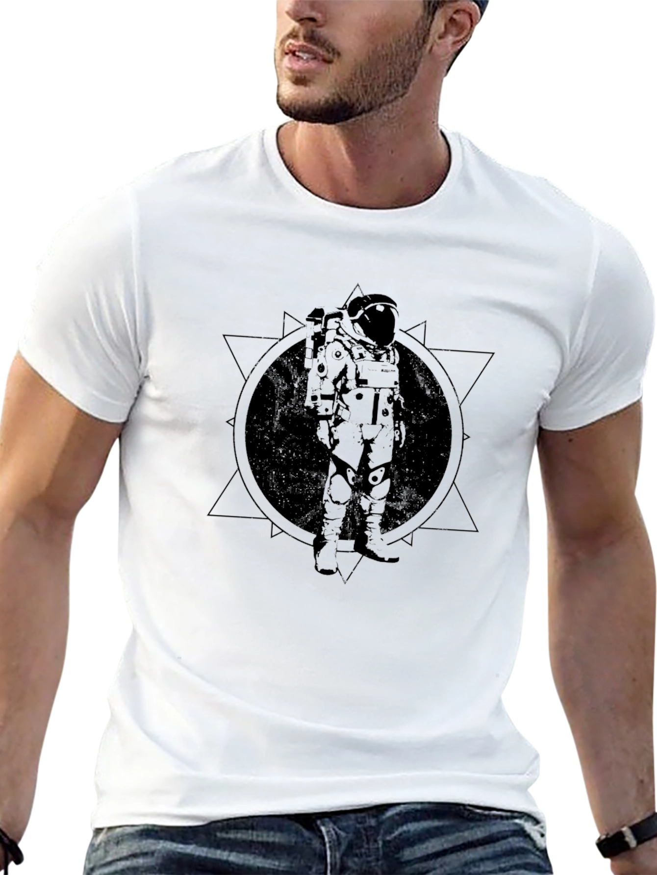 Black Astronaut Graphic T-Shirt - Black Cotton Blend view 13