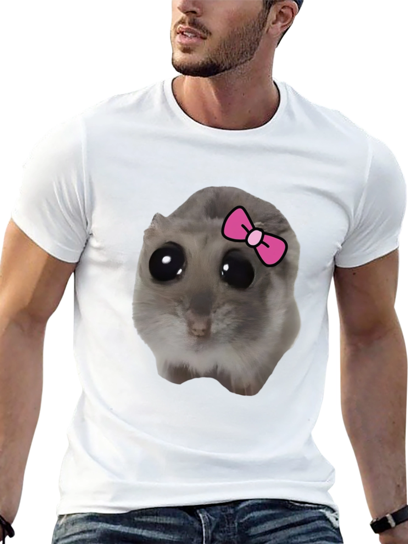 Black Funny Hamster Bow T-Shirt - Cute Pet Tee view 13