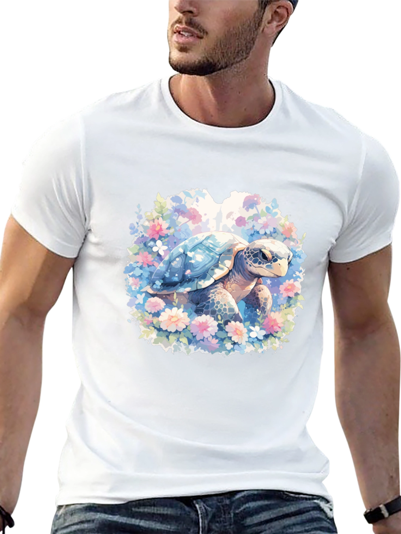 Black Sea Turtle Floral Graphic T-Shirt view 13