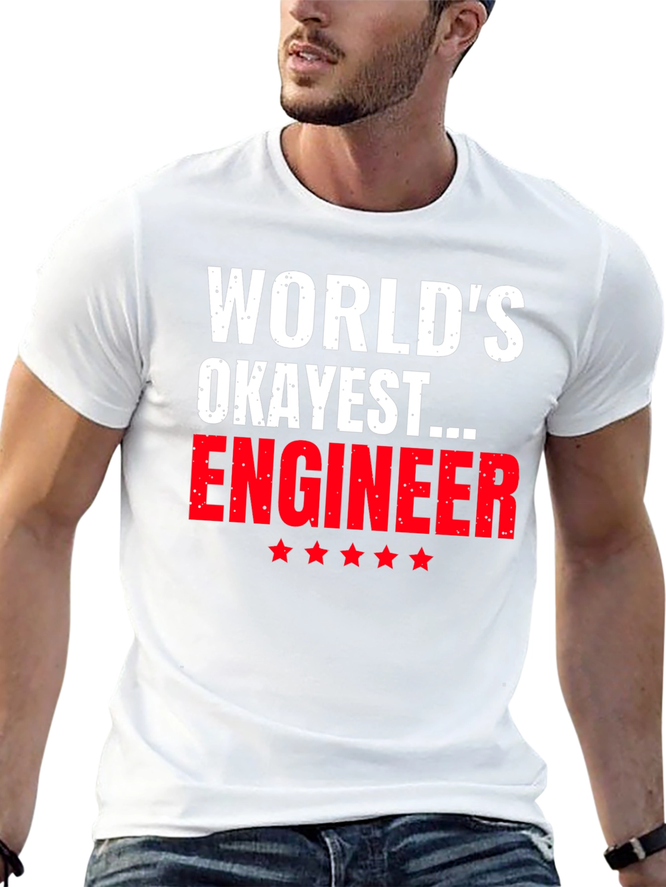 Black World's Okayest Engineer T-Shirt - Funny Gift view 13
