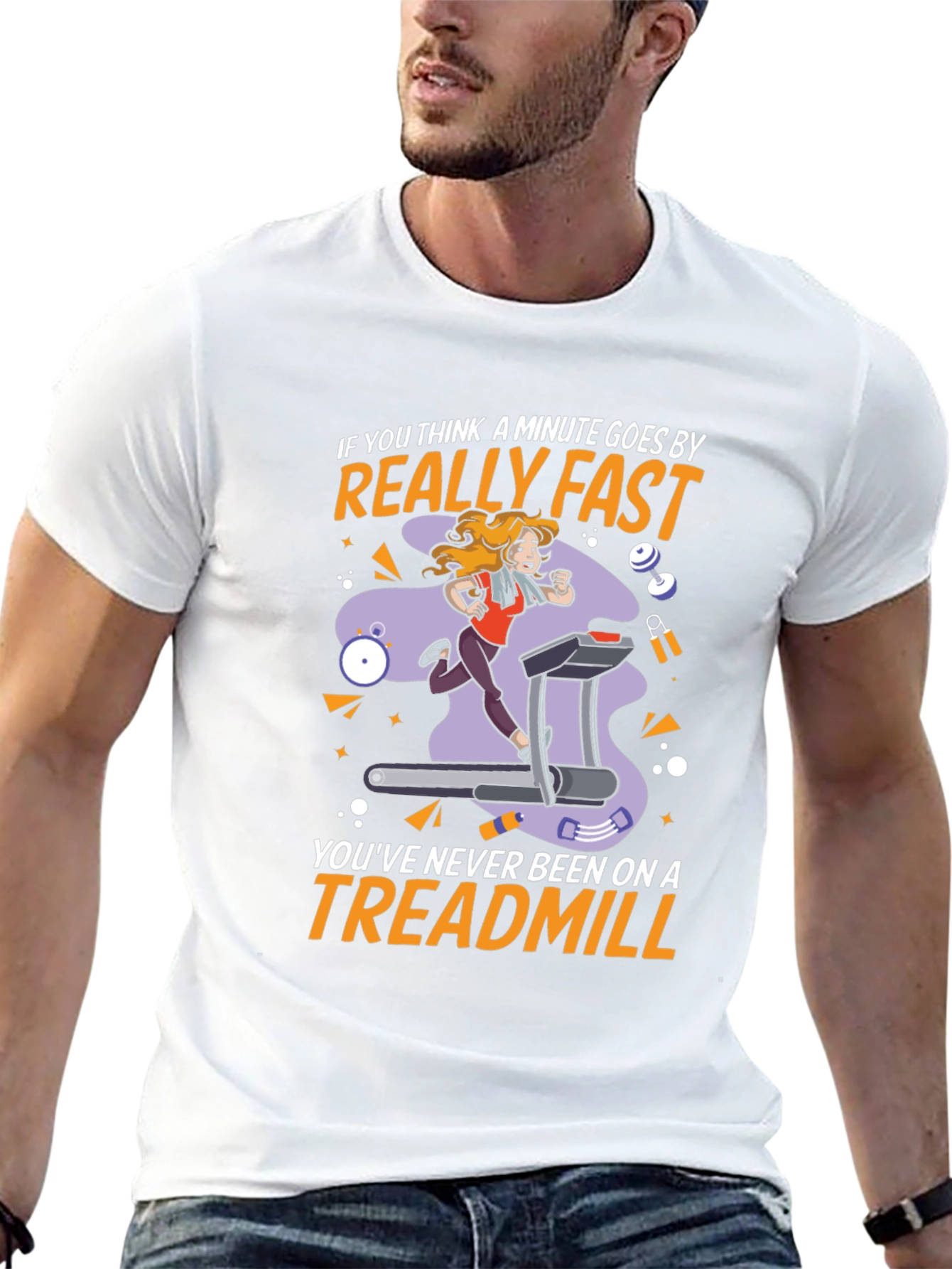 Black Funny Treadmill Workout T-Shirt - Time Flies view 13