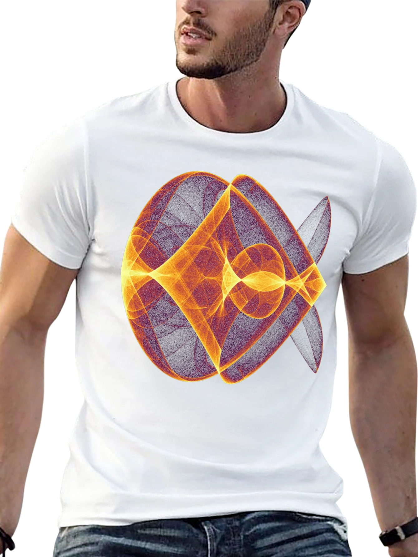 Black Abstract Geometric Graphic Print Black T-Shirt view 13