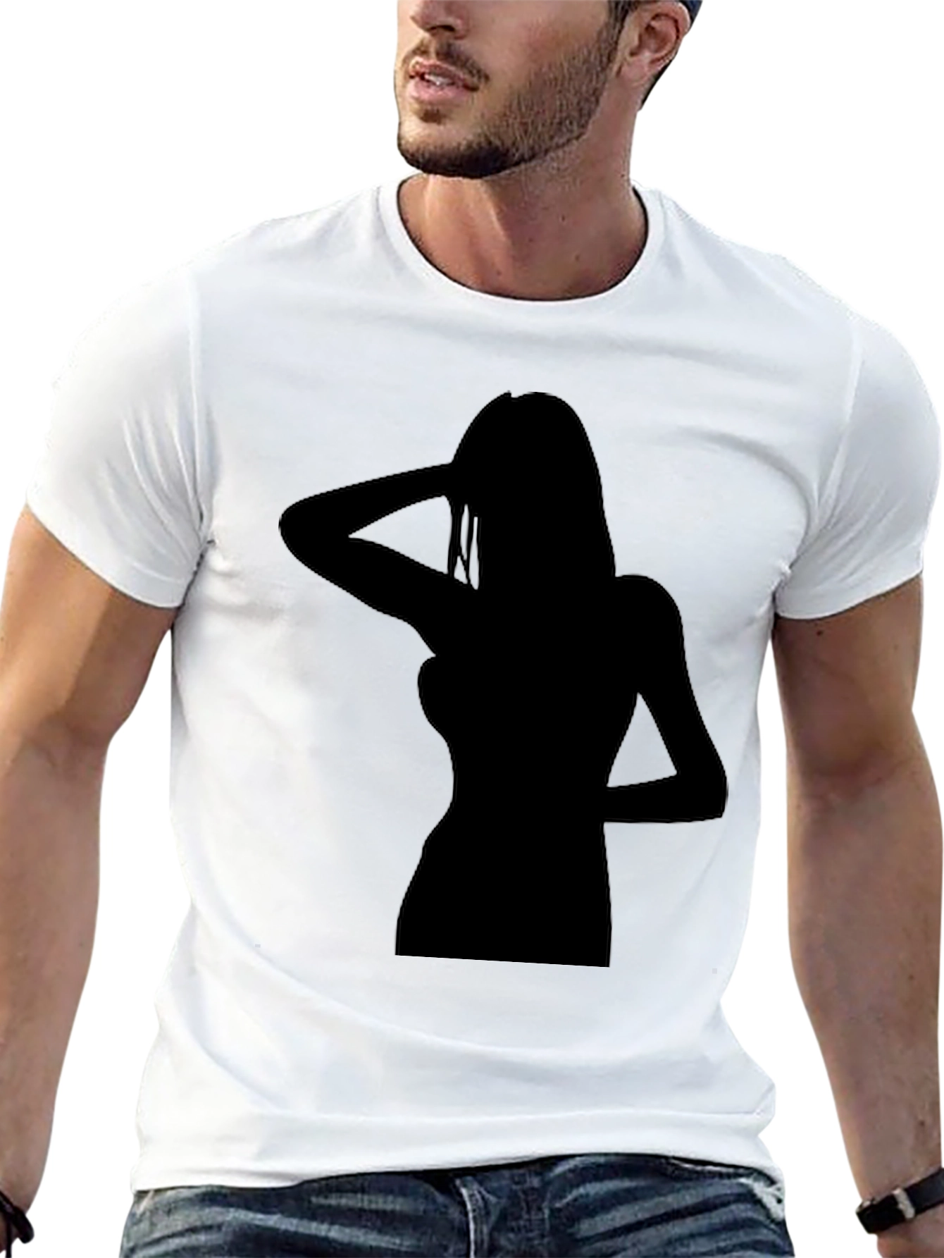 Black Silhouette Graphic Tee - Classic Black T-Shirt view 13