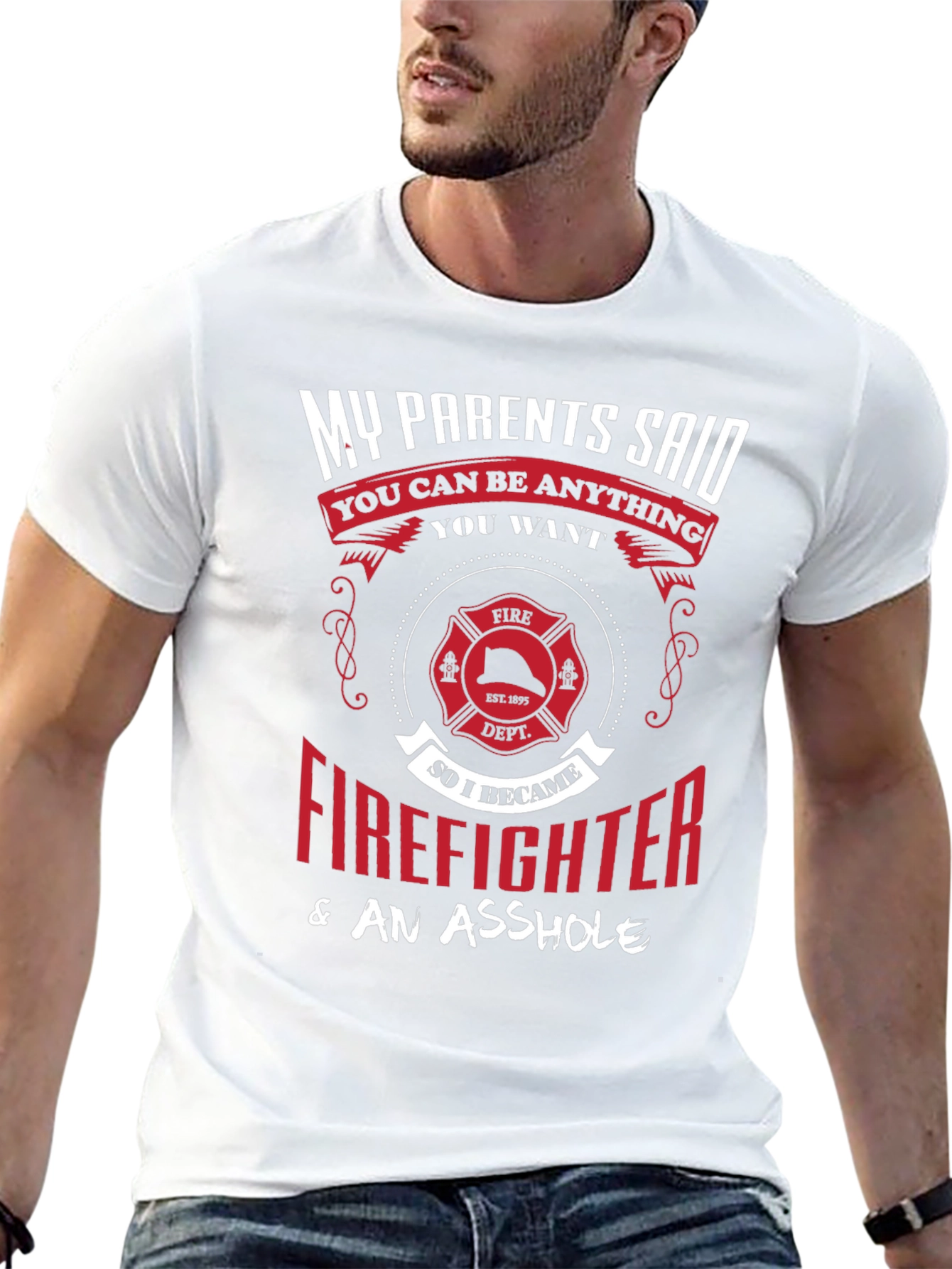 Black Firefighter & An Asshole T-Shirt view 13
