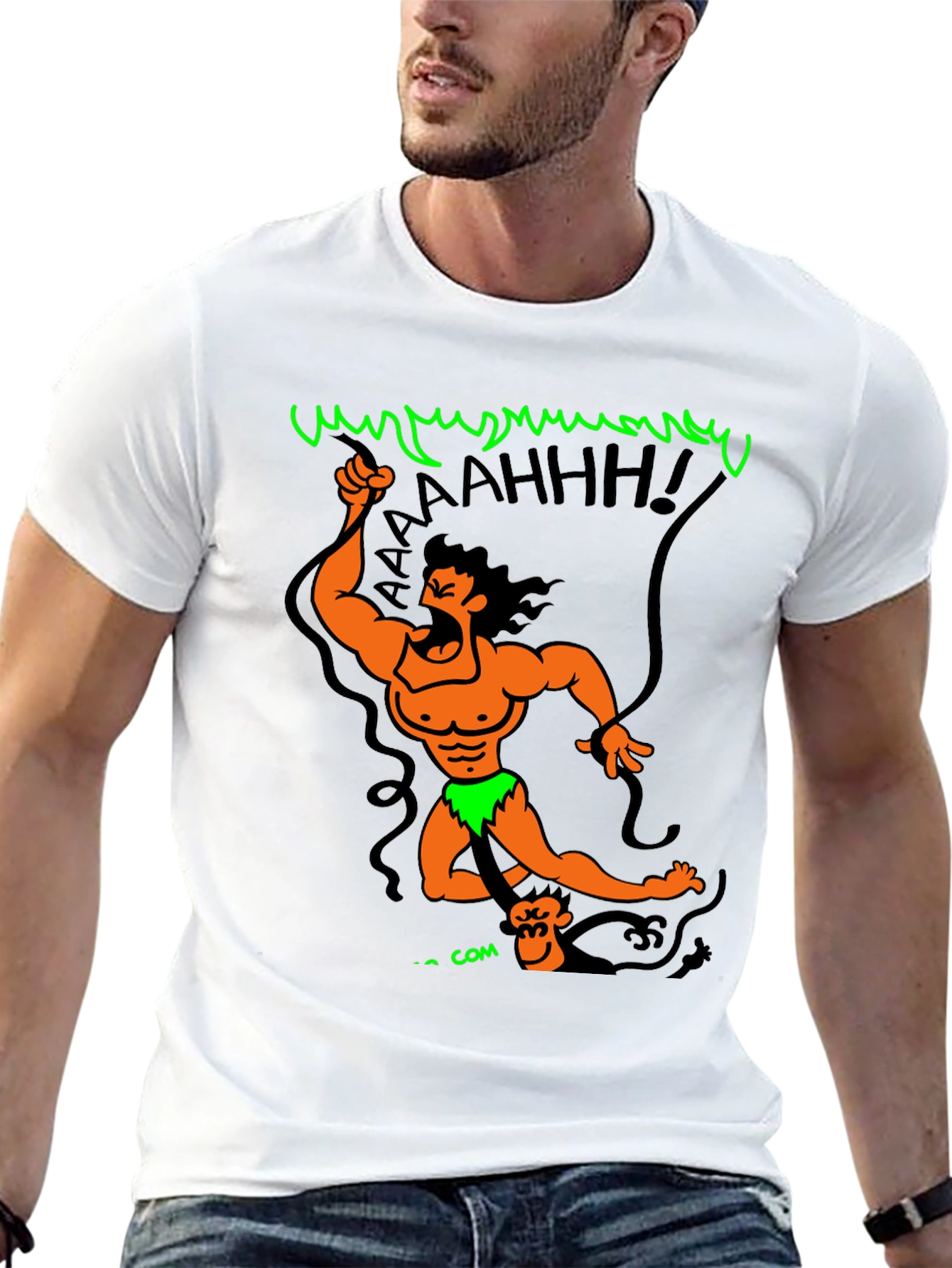Black Cartoon Tarzan Graphic Black T-Shirt view 13