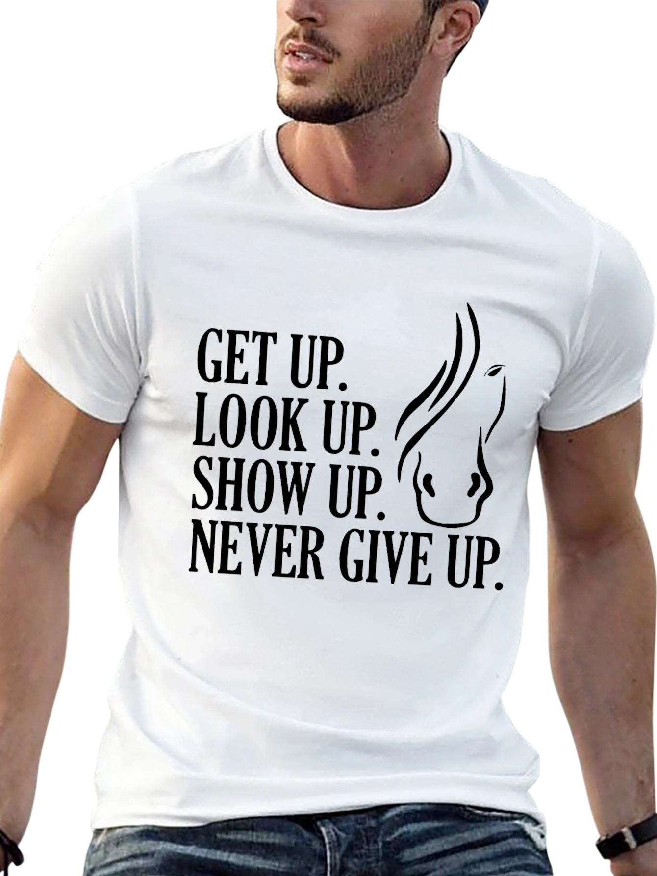 Black Horse Lover Motivation Black T-Shirt view 13