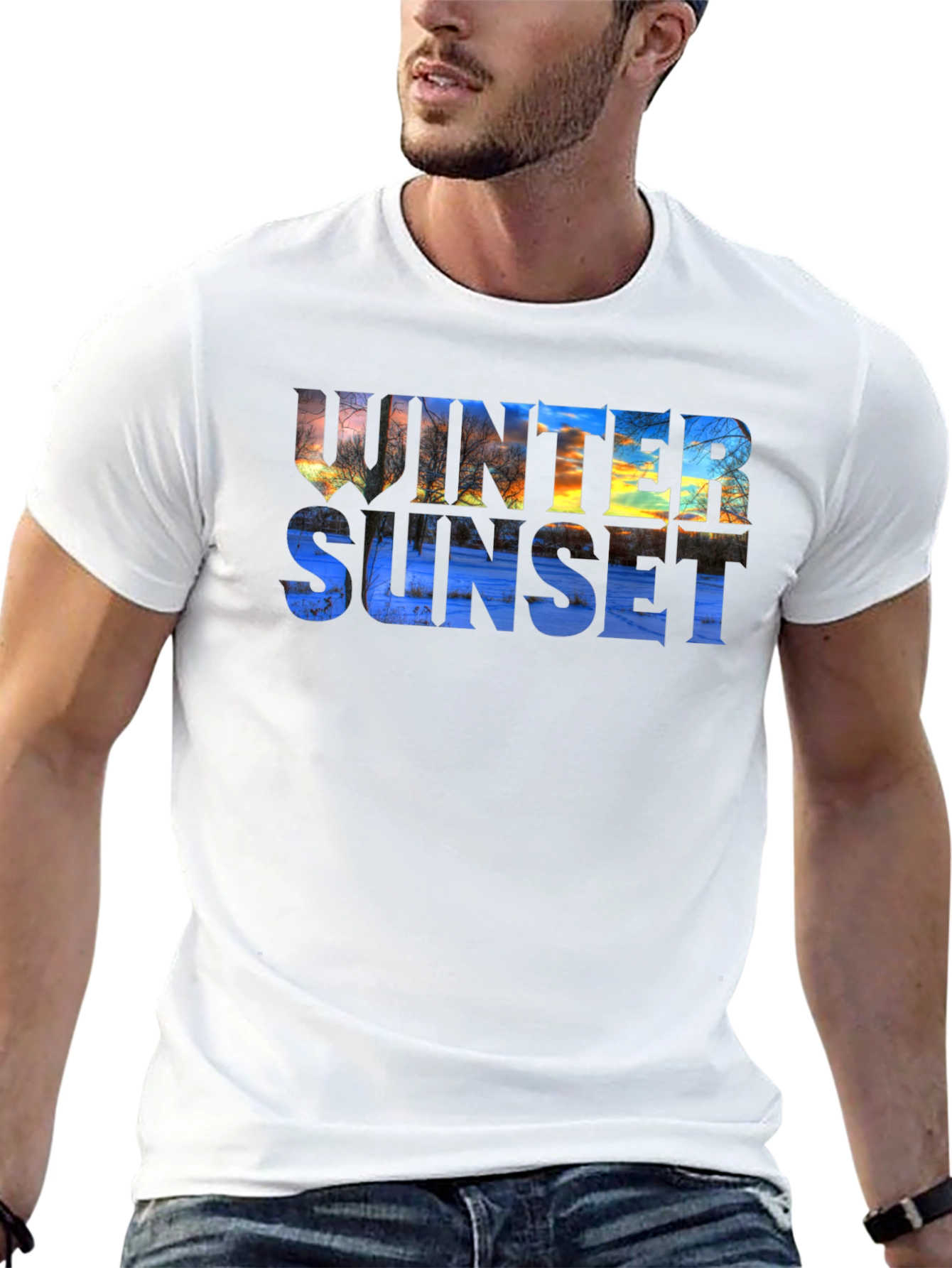 Black Winter Sunset Graphic T-Shirt - Stylish & Unique view 13