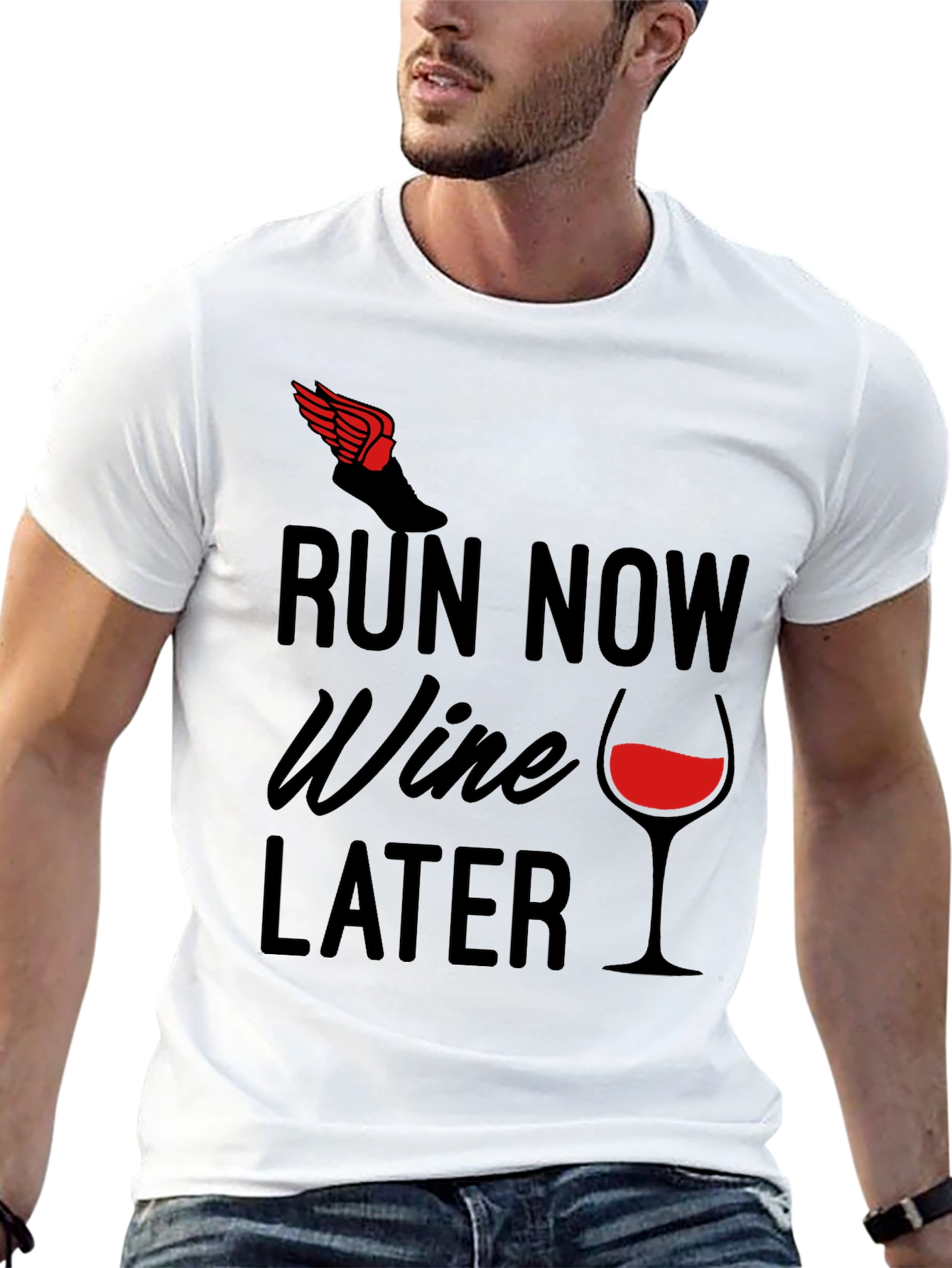 Black Run Now Wine Later Graphic Tee view 13