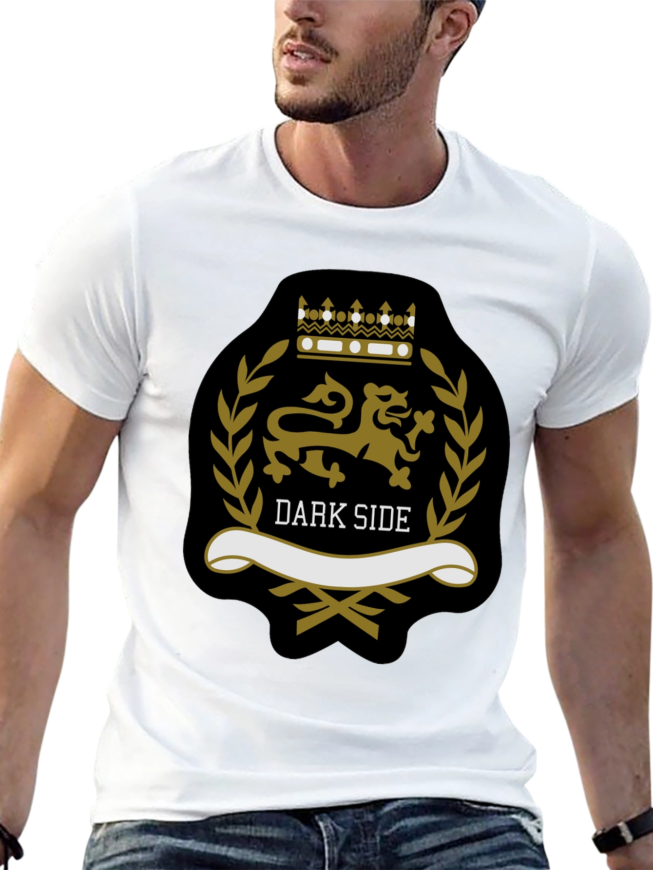 Black Dark Side Lion Crest Graphic Tee - Stylish Menswear view 13