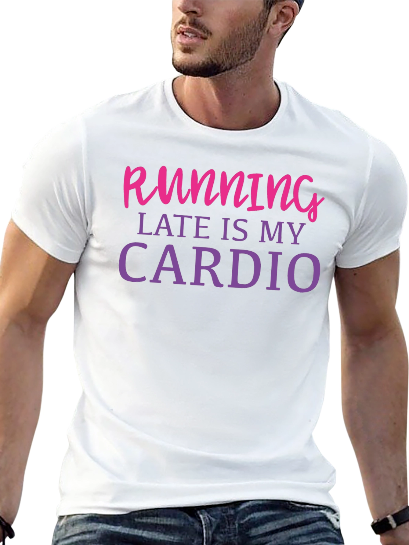 Black Running Late Is My Cardio Graphic Tee view 13