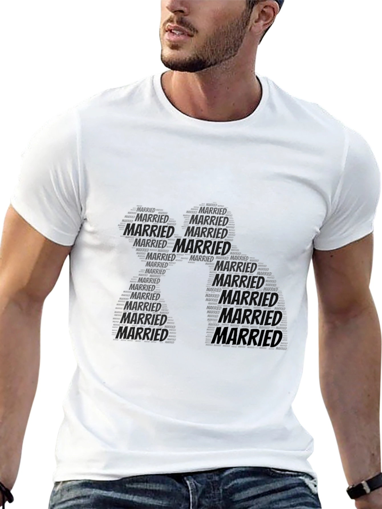 Black Married Text Design Black T-Shirt view 13