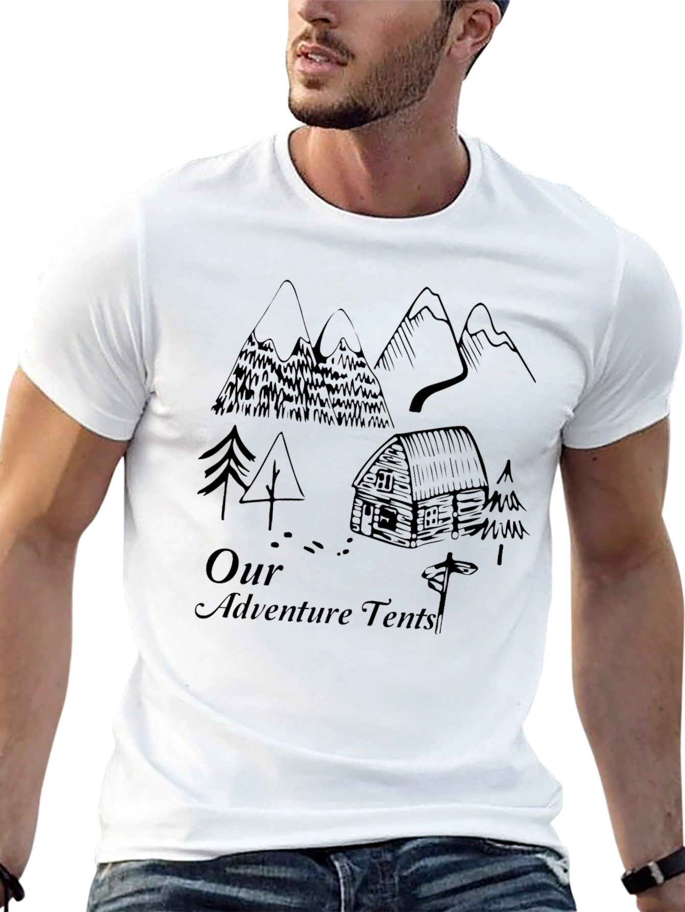 Black Adventure Tents Graphic T-Shirt view 13