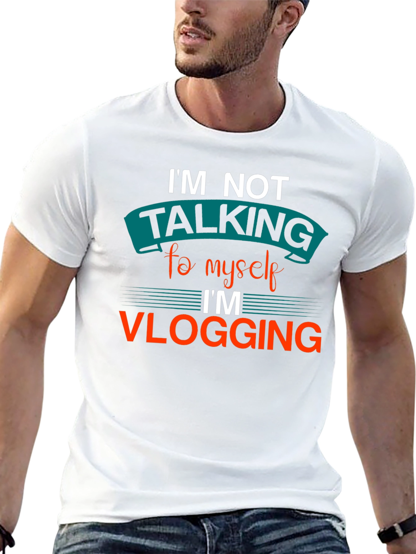 Black I'm Not Talking to Myself Vlogging T-Shirt view 13