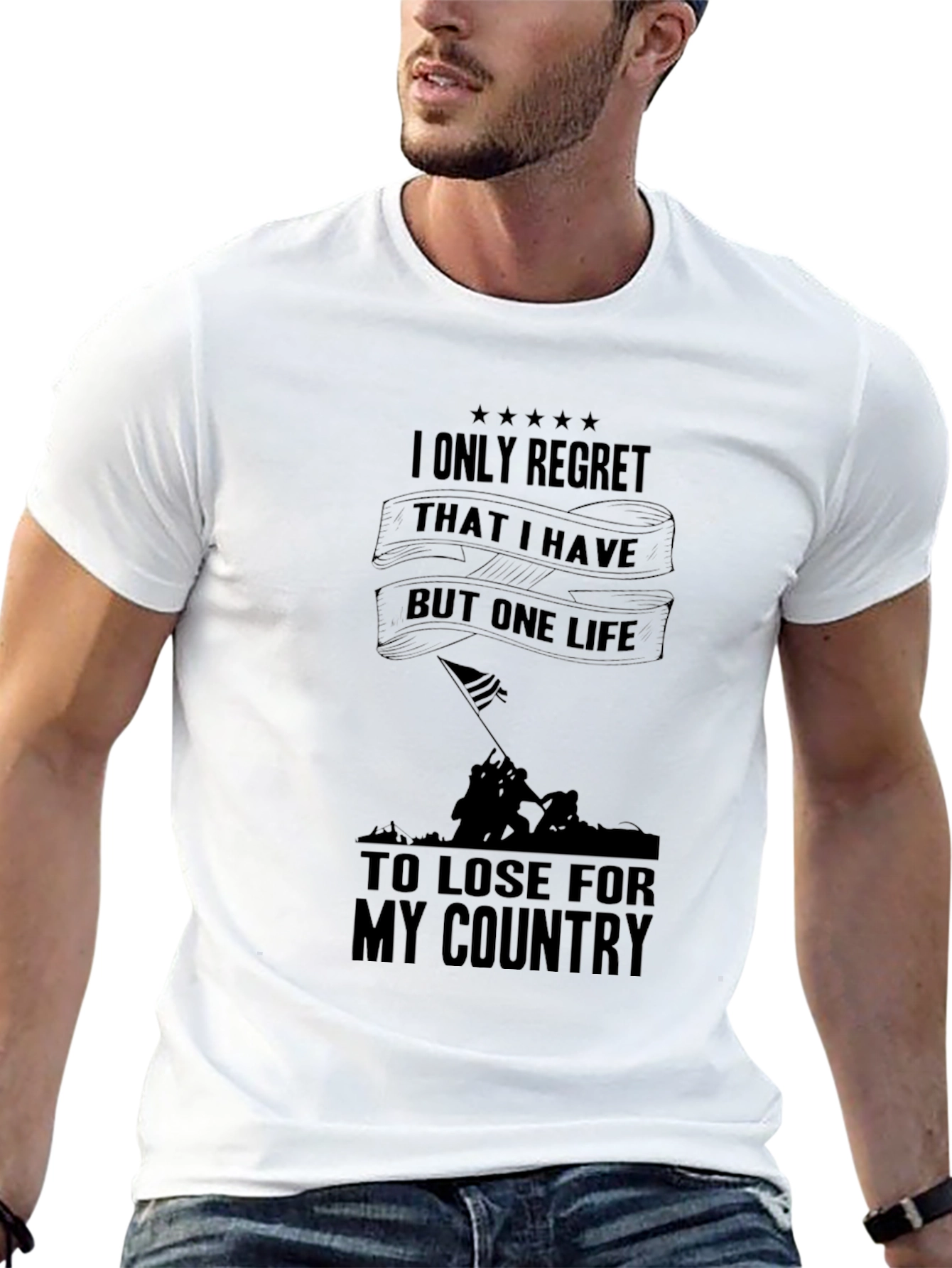 Black Patriotic "One Life" Graphic Tee - Black view 13