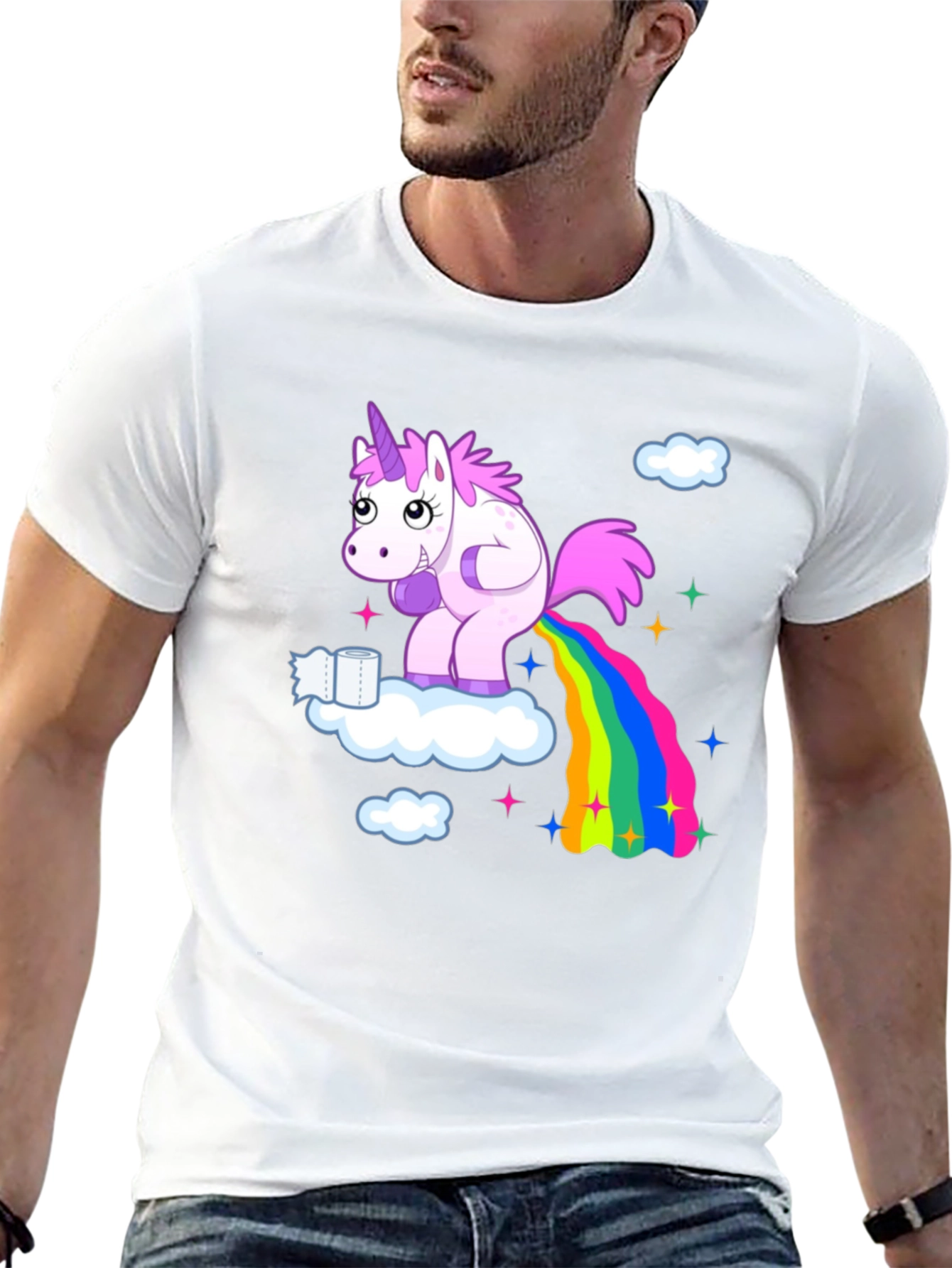 Black Unicorn Rainbow Humor T-Shirt view 13