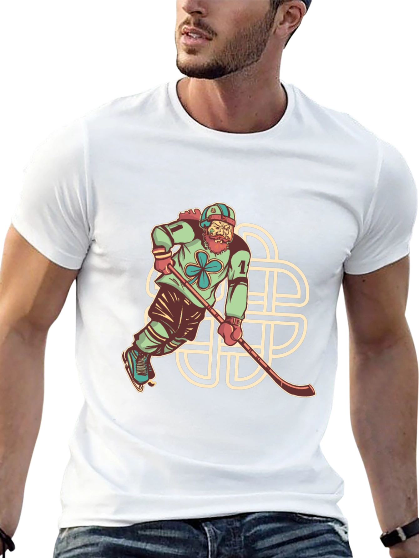 Black Lucky Hockey Player Graphic Tee - St. Patrick's Day view 13